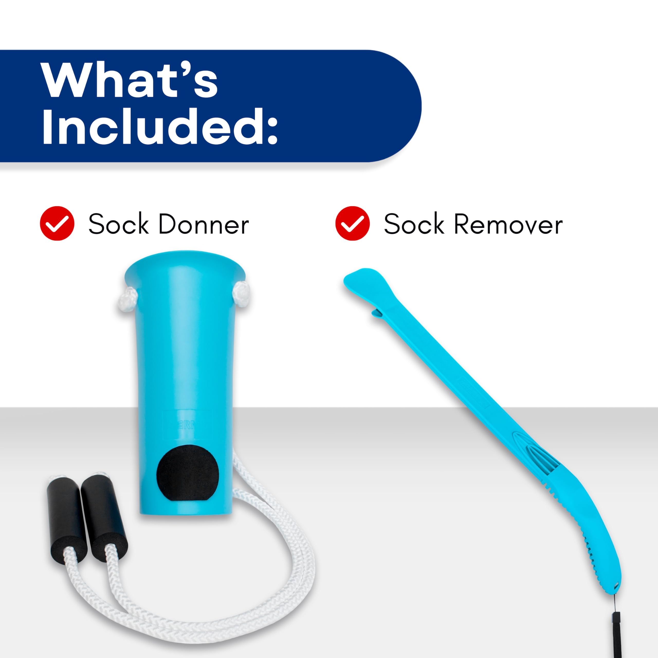 RMS Sock Aid Kit - Easy On Easy Off Device for Putting On Socks and Removing Socks or Stockings for Men and Women with Limited Mobility (Blue)