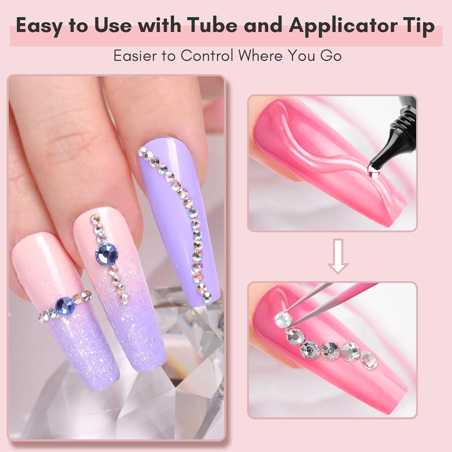 Makartt Nail Rhinestone Glue for Nails: Super Strong Gel Nail Glue for Decorations Nail Charm 3D Nails Bling Gel for Nail Gem Nail Art Jewel Diamonds 30ML Cured Need Beauty