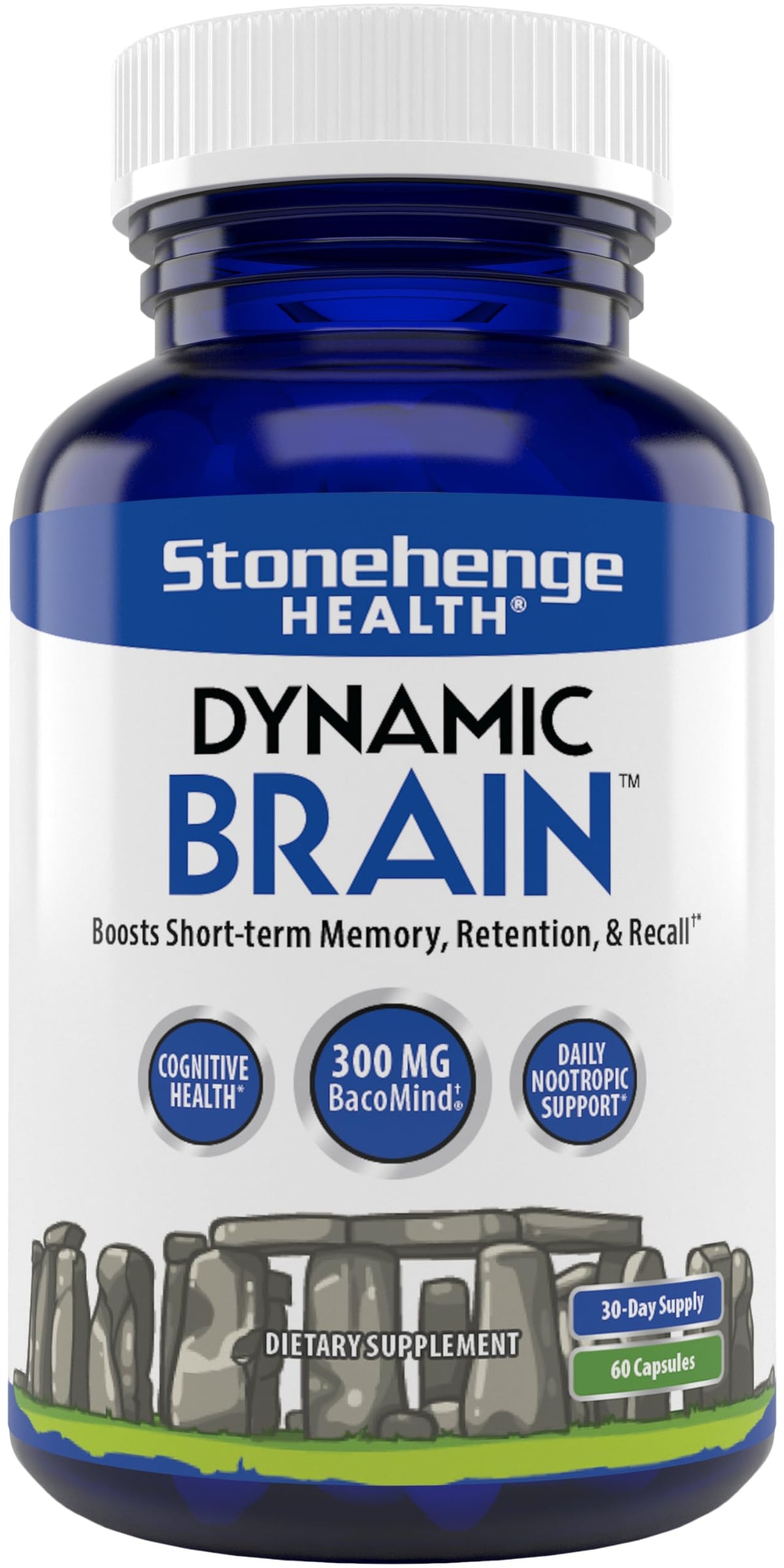 Stonehenge Health Dynamic Brain Nahrungsergänzungsmittel – Neue Formel mit BacoMind zur Gedächtniserfassung, -speicherung und -abrufung mit 40 einzigartigen Nootropika: Cholin, Phosphatidylserin und Huperzin A