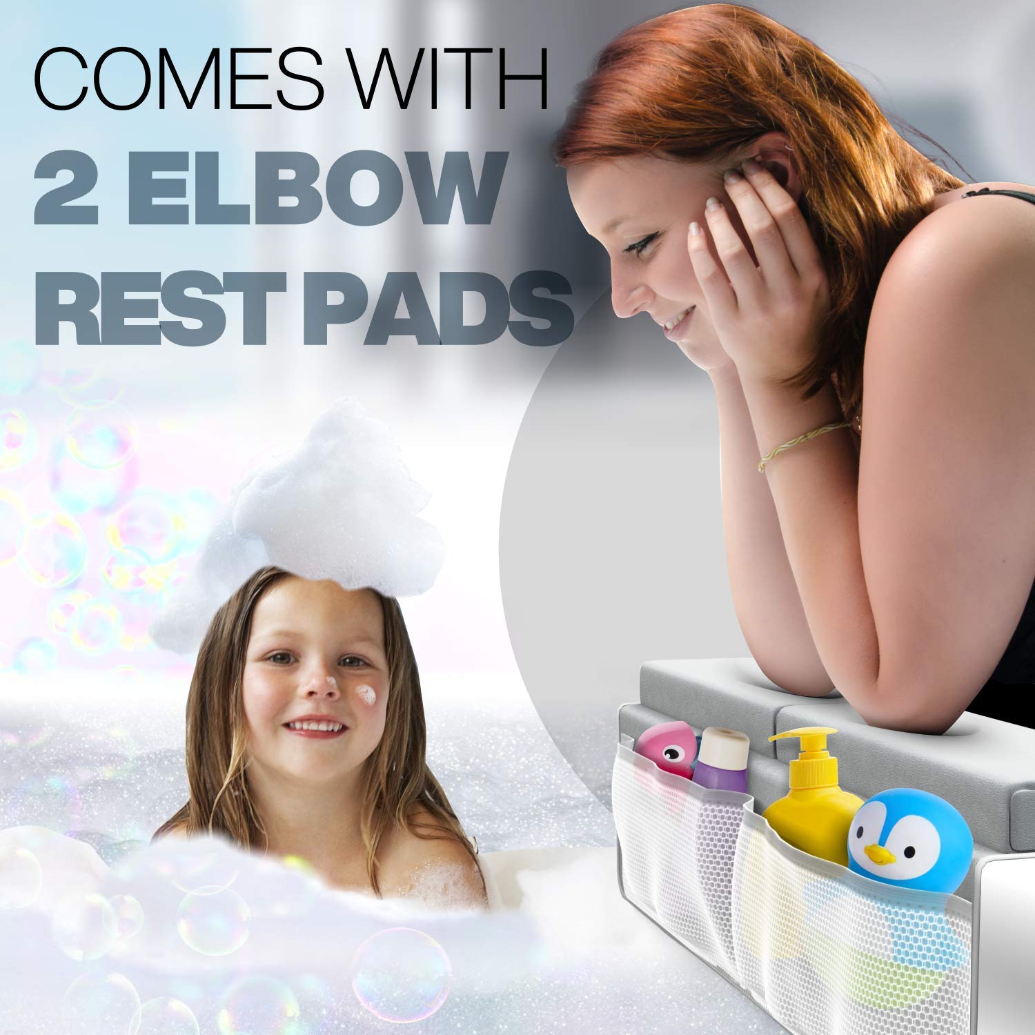 Benicci Comfortable Bath Kneeler and Elbow Kneeling Rest Pad for Baby Bathing Parents - Painless Foam Mat with Toy Organizer Pockets - Quick Drying, Foldable, Non-Slip for Baby and Toddler Bathing