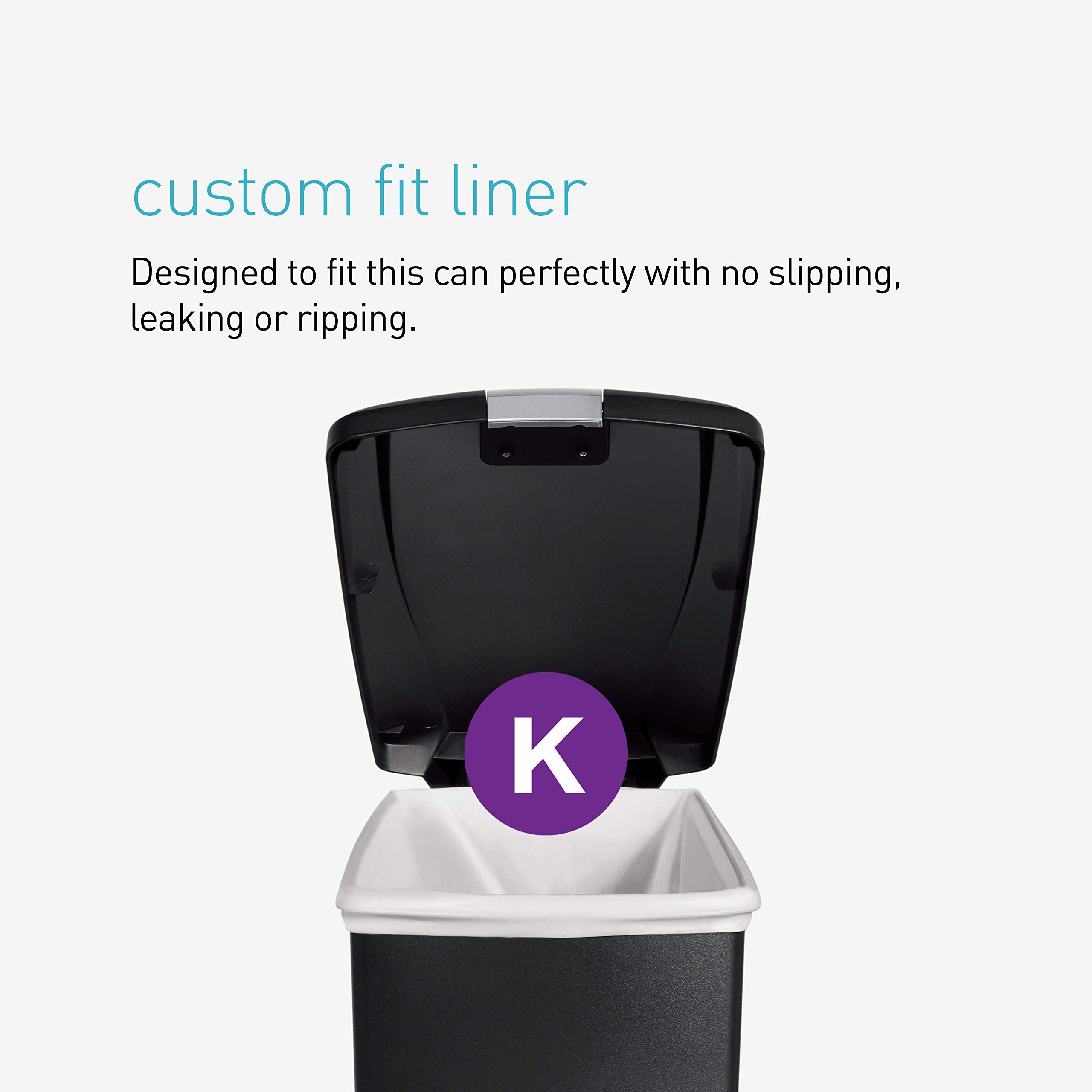 simplehuman 40 Liter / 10.6 Gallon Slim Kitchen Step Trash Can With Secure Slide Lock, Black Plastic
