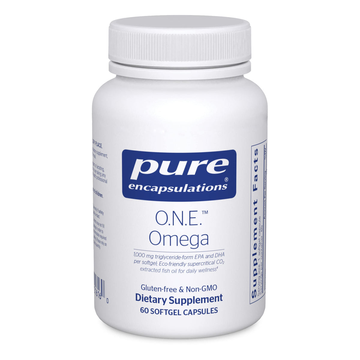 Pure Encapsulations O.N.E. Omega – Fischöl-Nahrungsergänzungsmittel für Herzgesundheit, Gelenke, Haut, Augen und Kognition* – Fischölkonzentrat mit EPA und DHA – 60 Weichkapseln