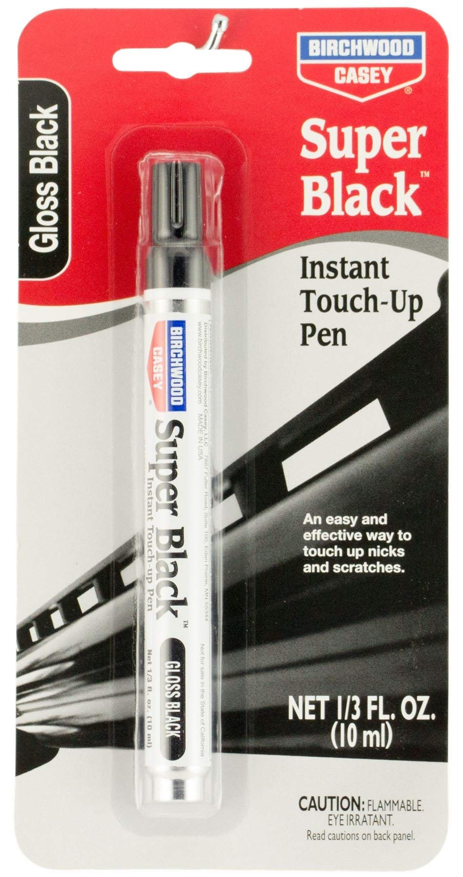 Birchwood Casey Long-Lasting Fast-Drying Super Black Touch-Up Pen for Deep Scratches and Worn Areas, FLAT BLACK, 0.33 OUNCE
