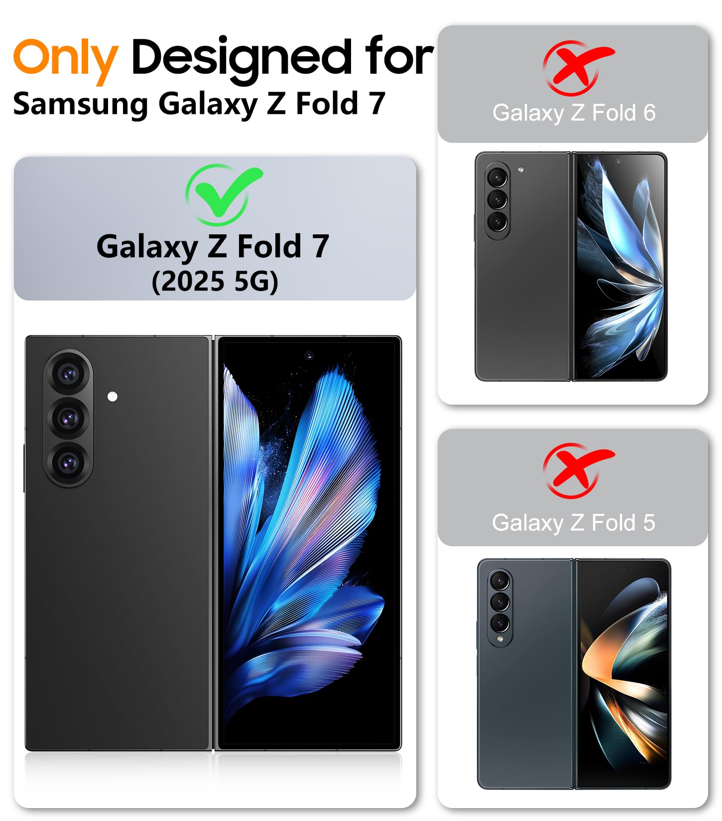 SPIDERCASE Only Designed for Samsung Galaxy Z Fold 7 Case,Built-in [Screen Protector] [Hinge Protection] [Kickstand] Full Body Protective Phone Case for Galaxy Z Fold 7 - Black