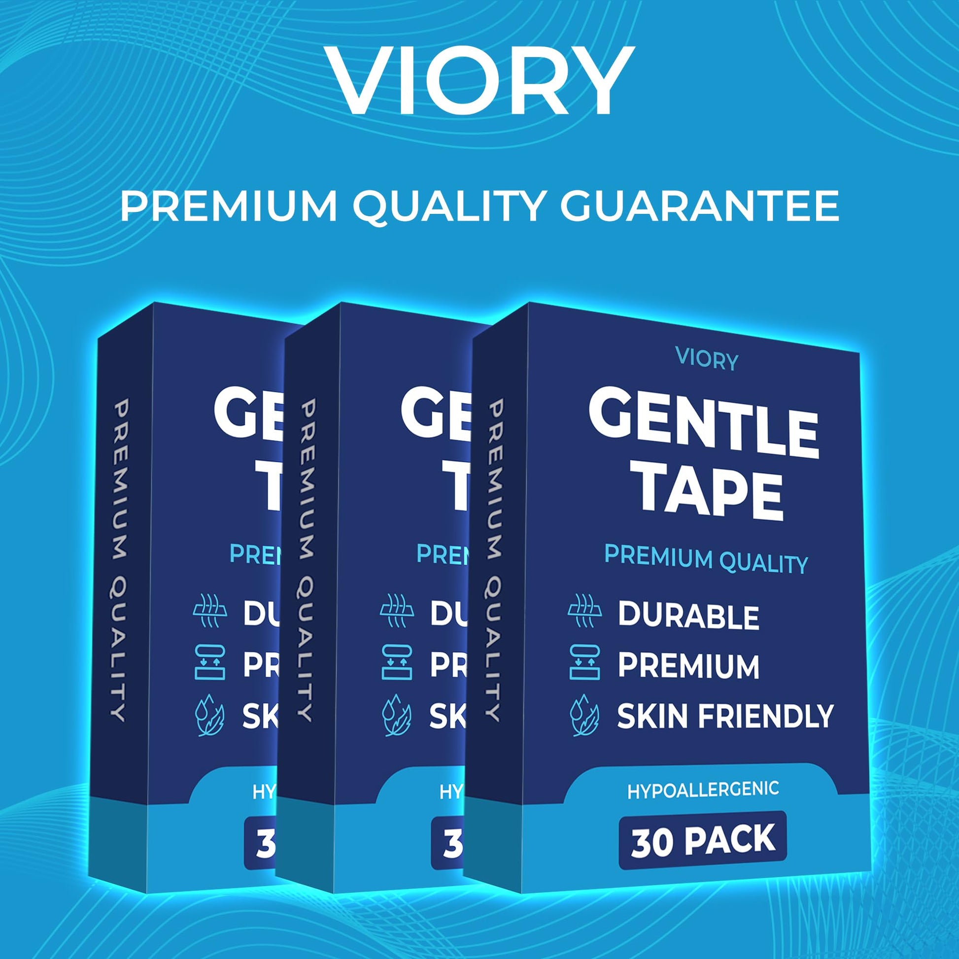 VIORY Gentle Tape (30 Pack) - Pain Free Removal, Hypoallergenic, Latex Free & Gentle On Skin - Packaging May Vary - Skin Friendly Adhesive Cotton Tape