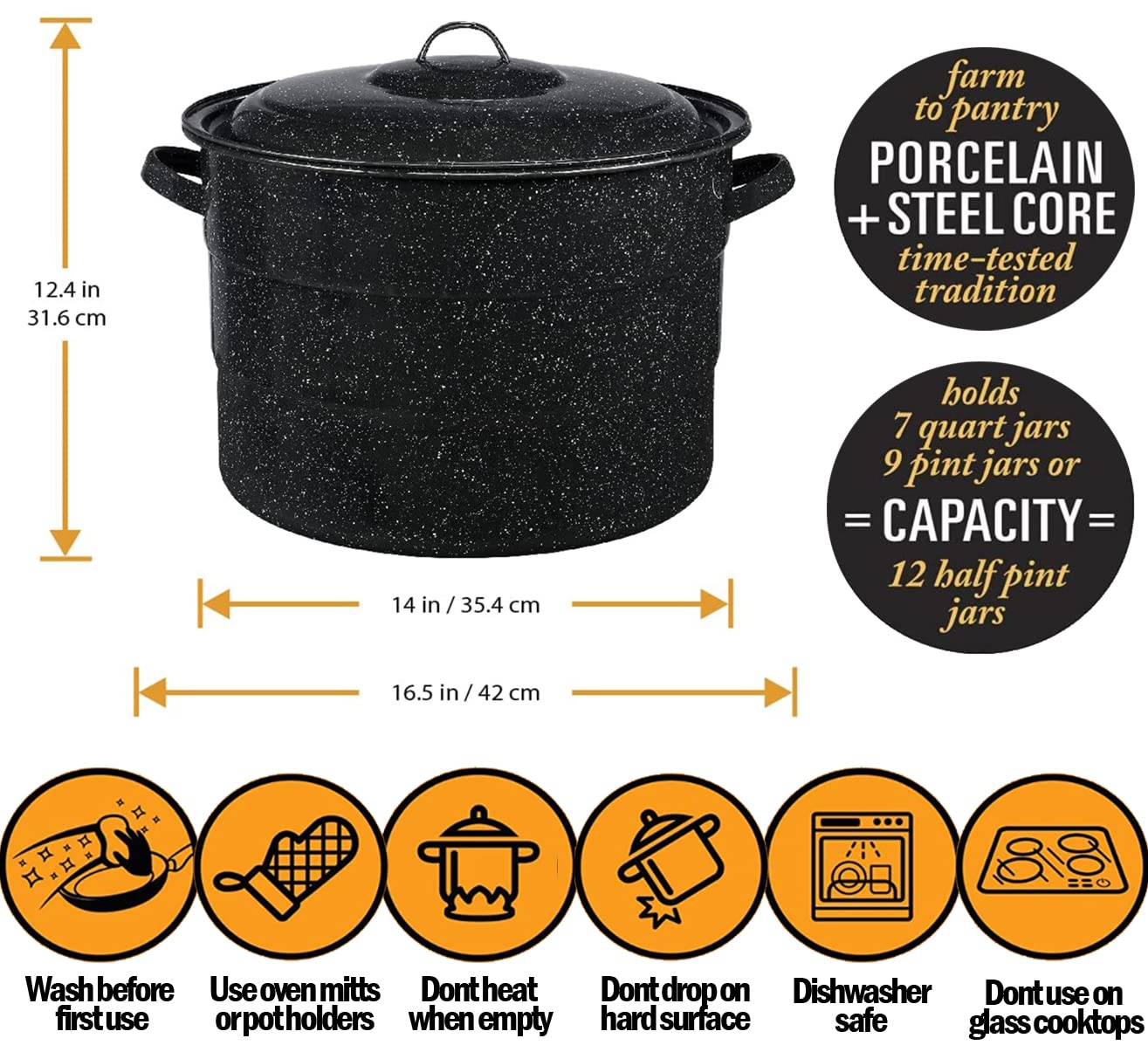 Supa Ant Canning Supplies - Water Bath Canning Pot with Rack & Lid - Starter Kits Set for Beginners - Stainless Steel Water Bath Canner Kit & Rack - Rack, XL Ladle, Measuring Cups, Kitchen Funnel
