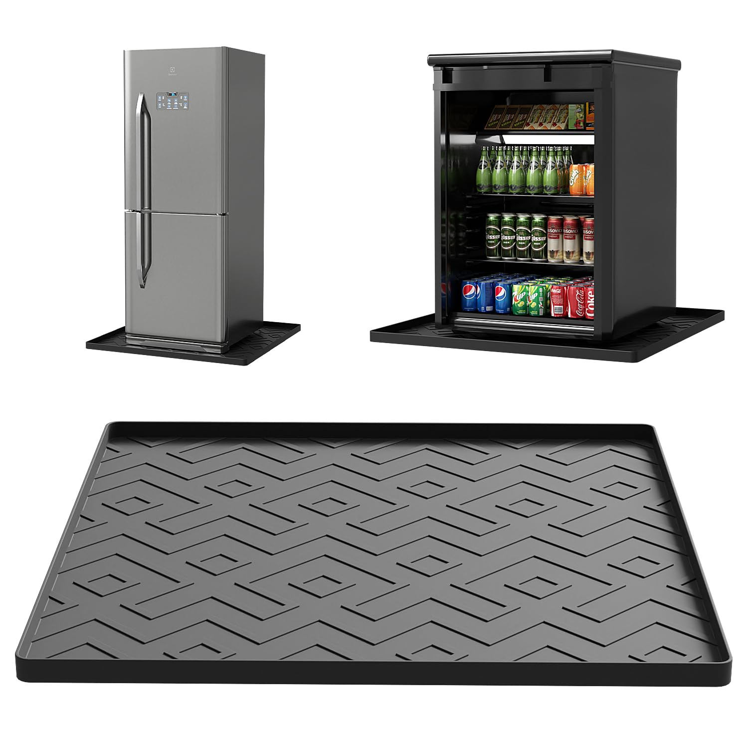 EWX Mini Fridge Silicone Mat 19.7"x19.7"x0.4" - Non-Slip, Spill-Proof, Drip Prevention | Ideal for Refrigerators, Washing Machines, Dryers, Wine Coolers, and Dishwashers