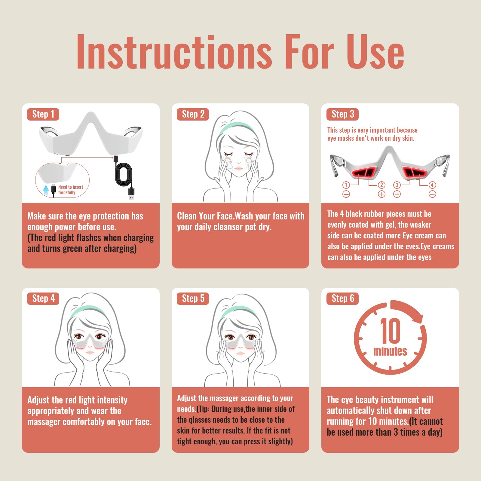 Under Eye Red Light Therapy, 4 Modes Red Light Under Eye Therapy Glasses Microcurrent Eye Massager, Red Light Therapy for Eyes Bags Dark Circles Puffiness Wrinkles Fine Lines, Relieving Eye Fatigue
