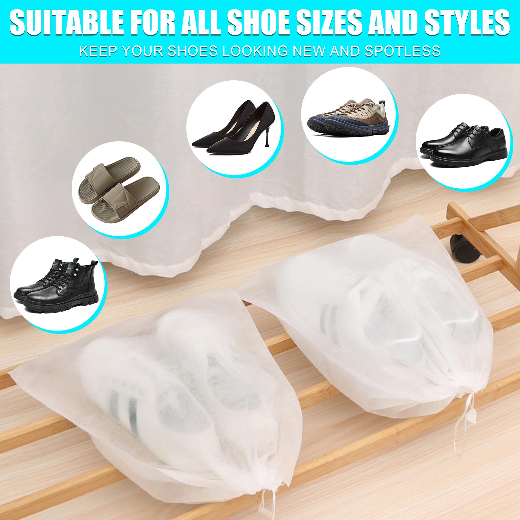 CNEYSID XXL Shoe Washing Machine Bag - 2-Pack Reusable Shoes Cleaning Bags, 360° Deep Clean for Tennis Shoes, Sneakers and Slippers, Includes 2 Shoe Storage Dust Bags (Yellow)