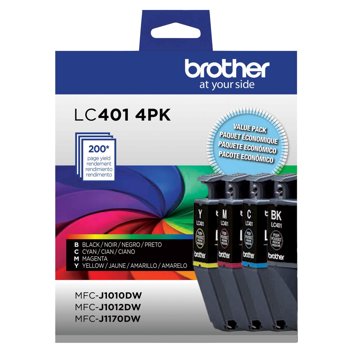 Brother Original LC4014PKS Standard Reichweite 4-Pack Tintenpatronen – Enthält je 1 Patrone Schwarz, Cyan, Magenta und Gelb