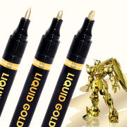 COORIART 3PK Permanent Mirror Chrome Gold Markers – Metallic Gold Paint Pens for Metal, Plastic, Fabric, Jewelry, Model Painting, Touch-Up and Repair Kit, Set of 3 Tips (0.7mm, 1mm, 3mm)