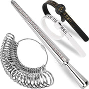 Ring Sizer Measuring Tool Kit, Ring Mandrel Measurer, 27 PCS Premium Steel Measuring Ring Tool, US Ring Size 0-13, 2 PCS Reusable Finger Size 1-17 USA Rings Size with Magnified Glass