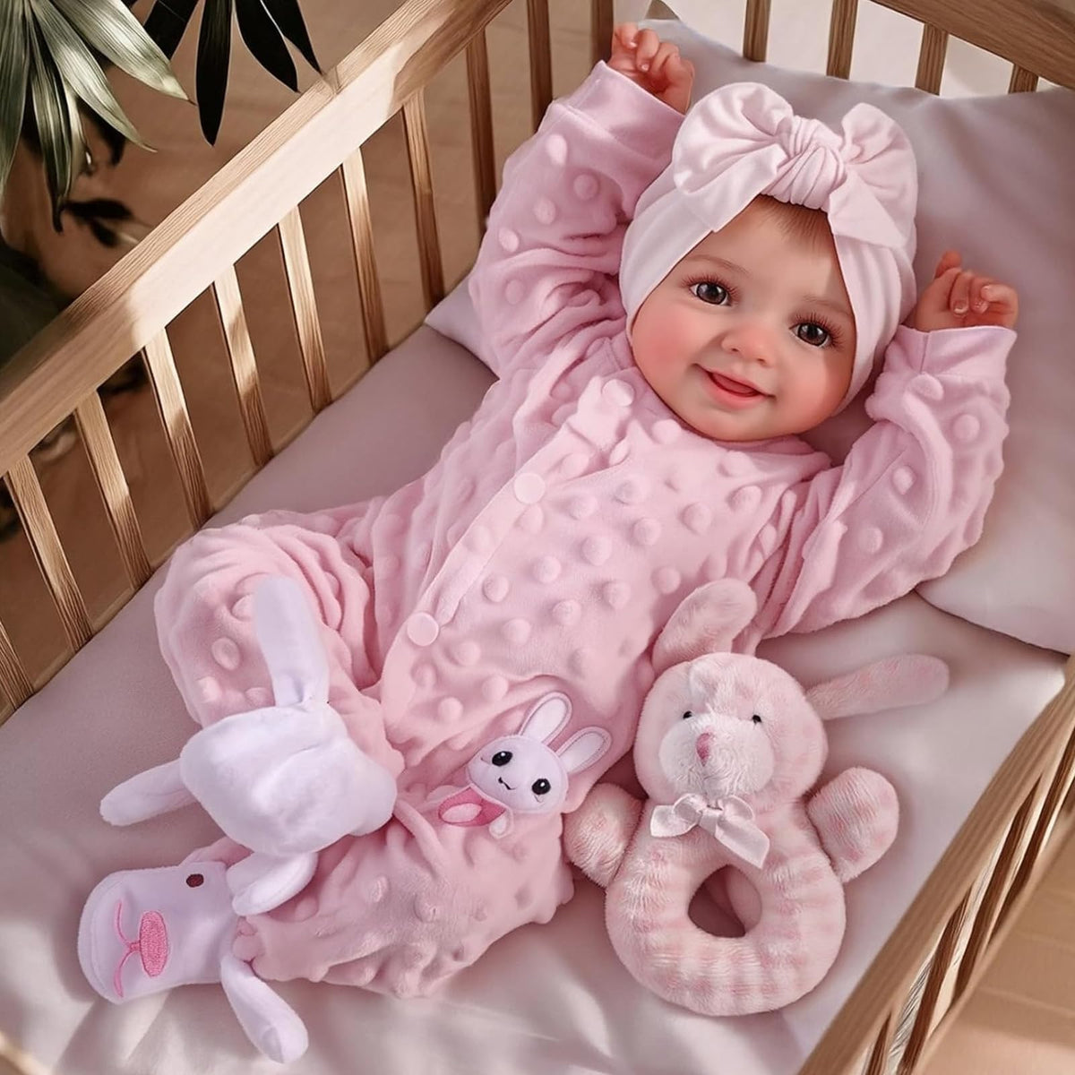 BABESIDE Reborn Baby Dolls Sunny - 17 Zoll Niedliche Weichvinyl Realistische Babypuppe Bewegliche Lächelnde lebensechte Babypuppen mit komplettem Zubehör für Geschenke ab 3 Jahren