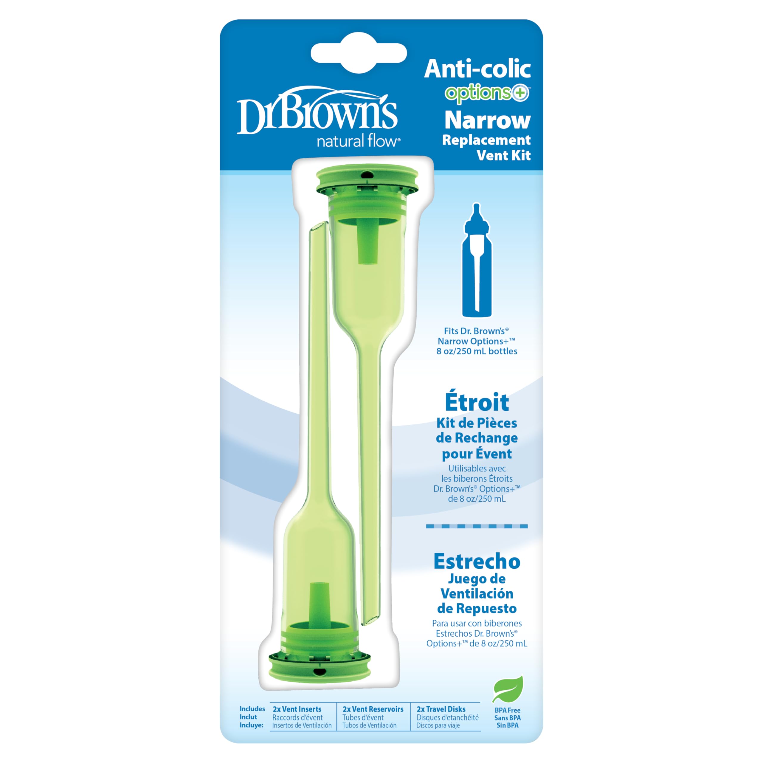 Dr. Brown's Natural Flow Options+Replacement Vent Kit, Narrow, 2 Count (Pack of 1)