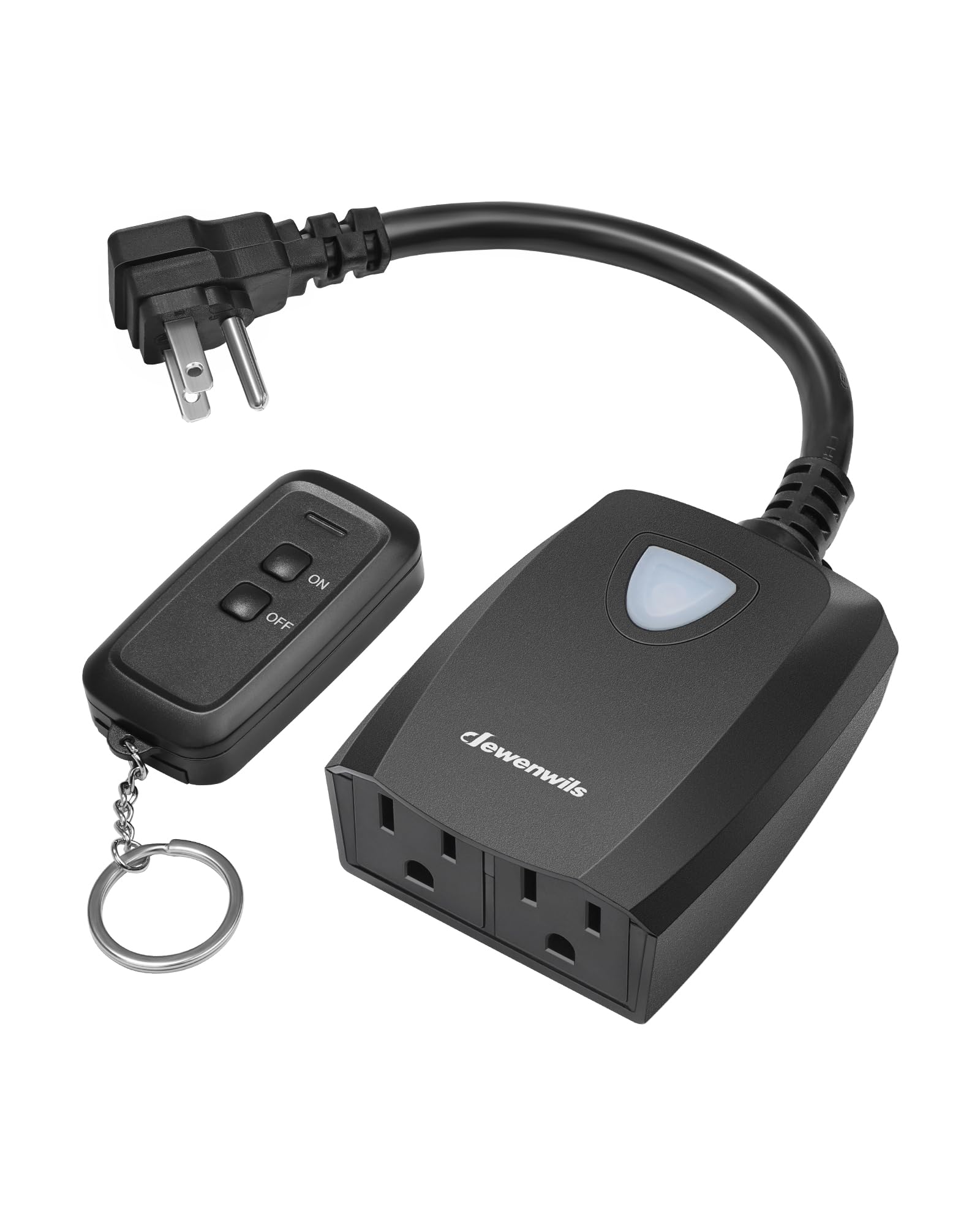 DEWENWILS Outdoor Wireless Remote Control Outlet Power Strip Weatherproof, Expandable Indoor Outdoor Electrical Plug in Light Switch, 15 A, 7-Inch Extension Cord, 100 FT Range, ETL Listed