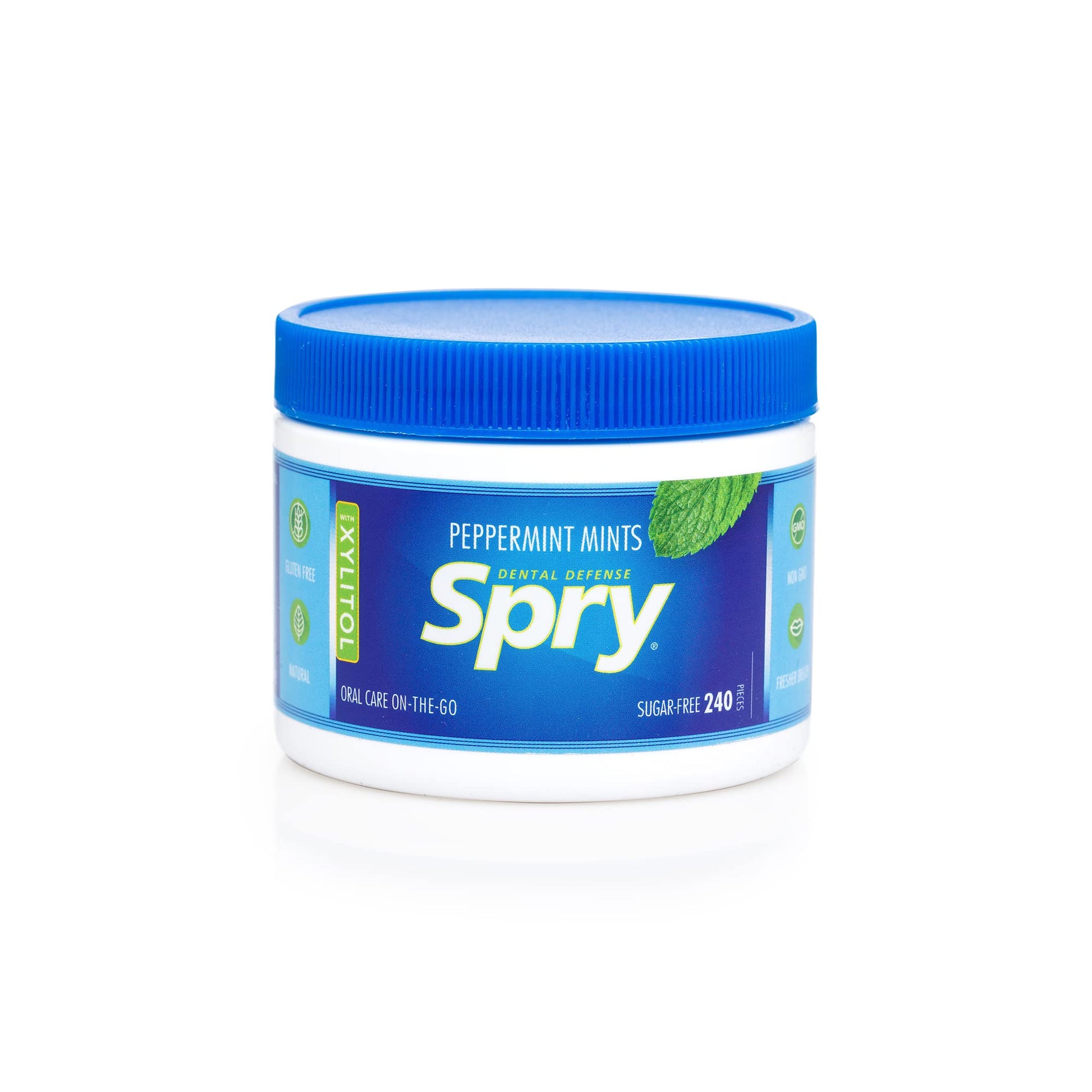 Spry Xylitol Peppermint Sugar Free Candy - Promote Oral Health, Increase Saliva Production, Stop Bad Breath, Non-GMO, Gluten-Free, 240 Count (Pack of 1)