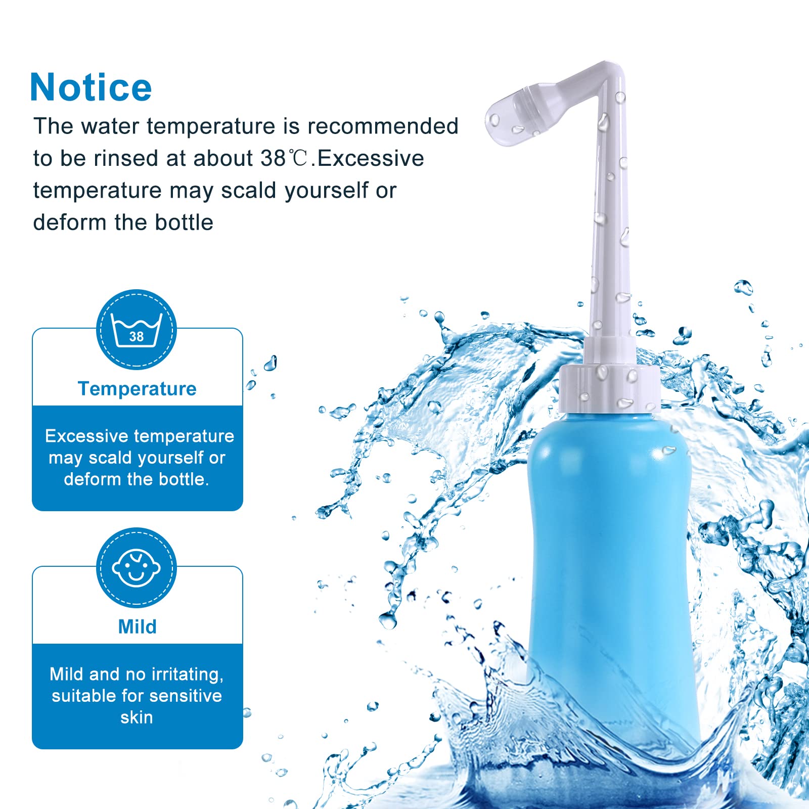 Portable Bidet Travel Large Capacity 450ml(15oz) Personal Toilet Handheld Blue