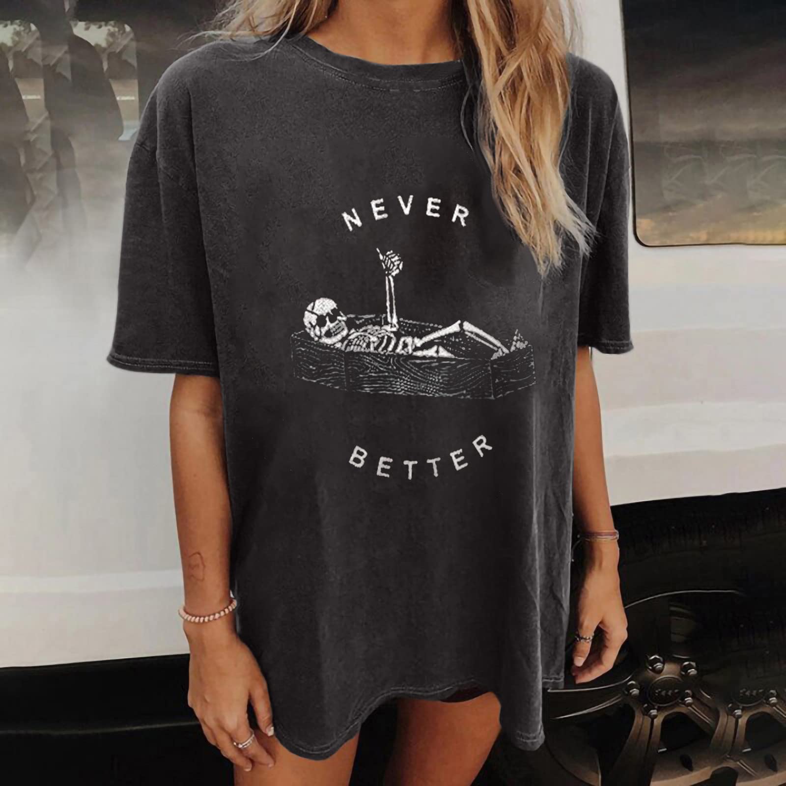 Wukreran Graphic Tees for Women Vintage Summer Y2k Tops for Women Aesthetic Graphic Tees Vintage Clothes Baggy Shorts Sleeve Tshirts Trendy Oversized Blouse