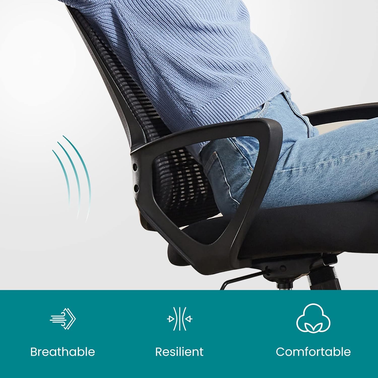 SMUG Home Office Computer Desk Chair - Ergonomic Mid-Back Mesh Swivel Rolling Work with Wheels, Comfy Lumbar Support and Armrest, for Bedroom, Study, Dorm, Student, Adults
