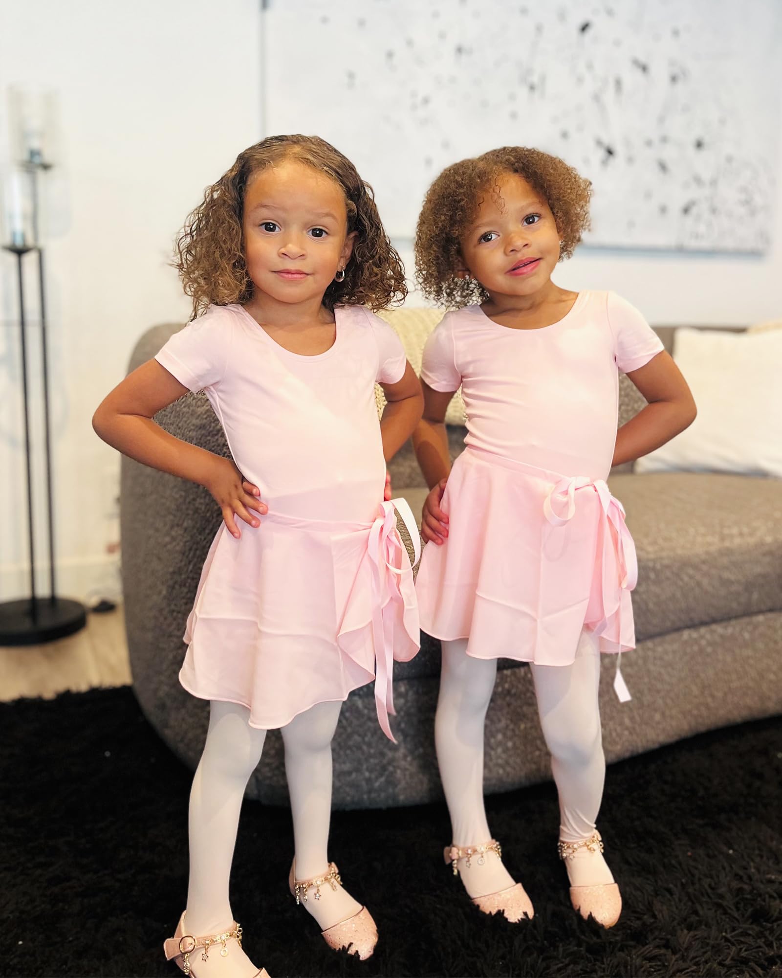 Stelle Ballet Leotards for Girls Toddler Dance Dress Outfit Combo with Skirt and Tights (Toddler/Little Kid/Big Kid)(Ballet Pink (Adjustable Tie), 85)