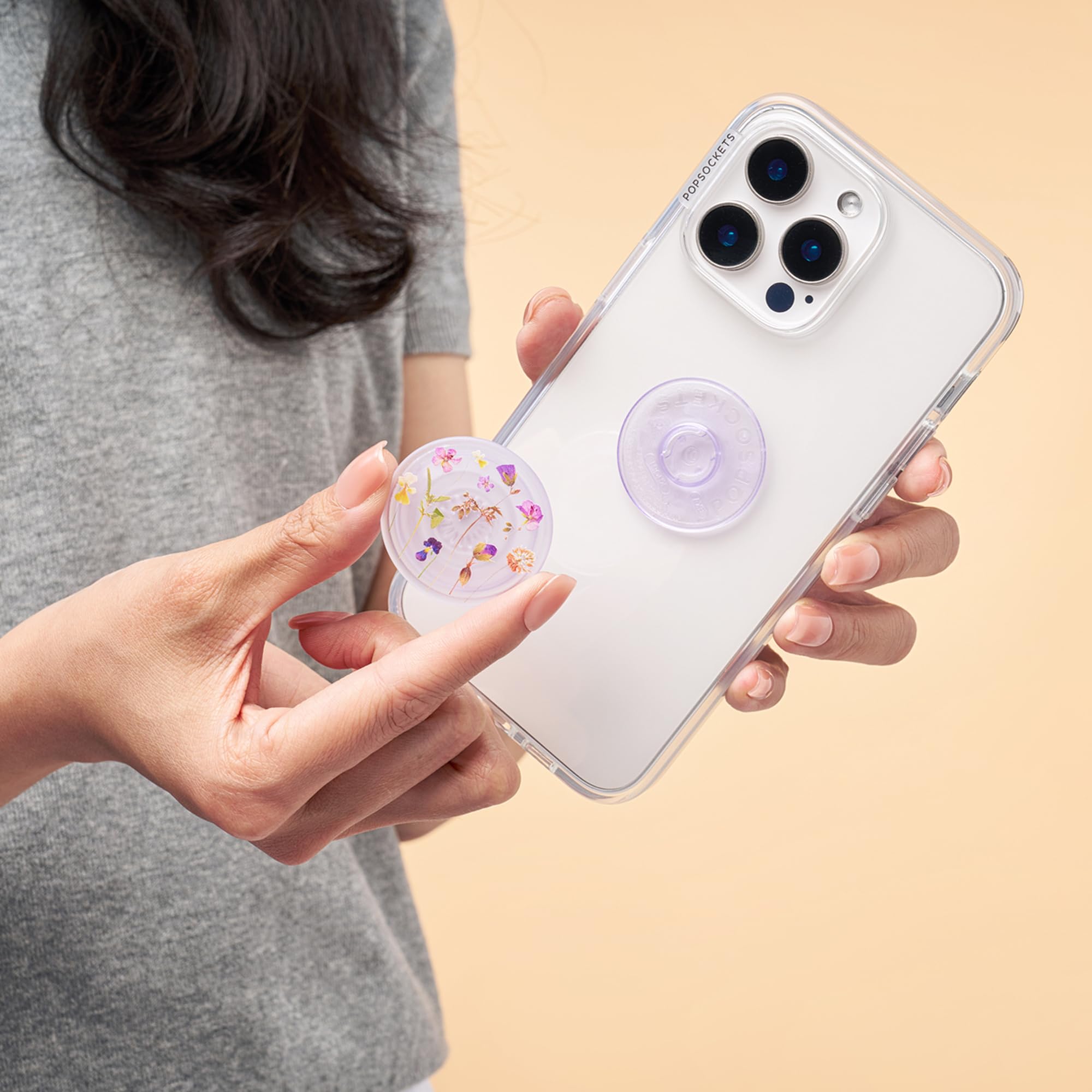 ​​​​PopSockets Phone Grip with Expanding Kickstand, Adhesive Grip, Cute PopSockets - Purple Fields