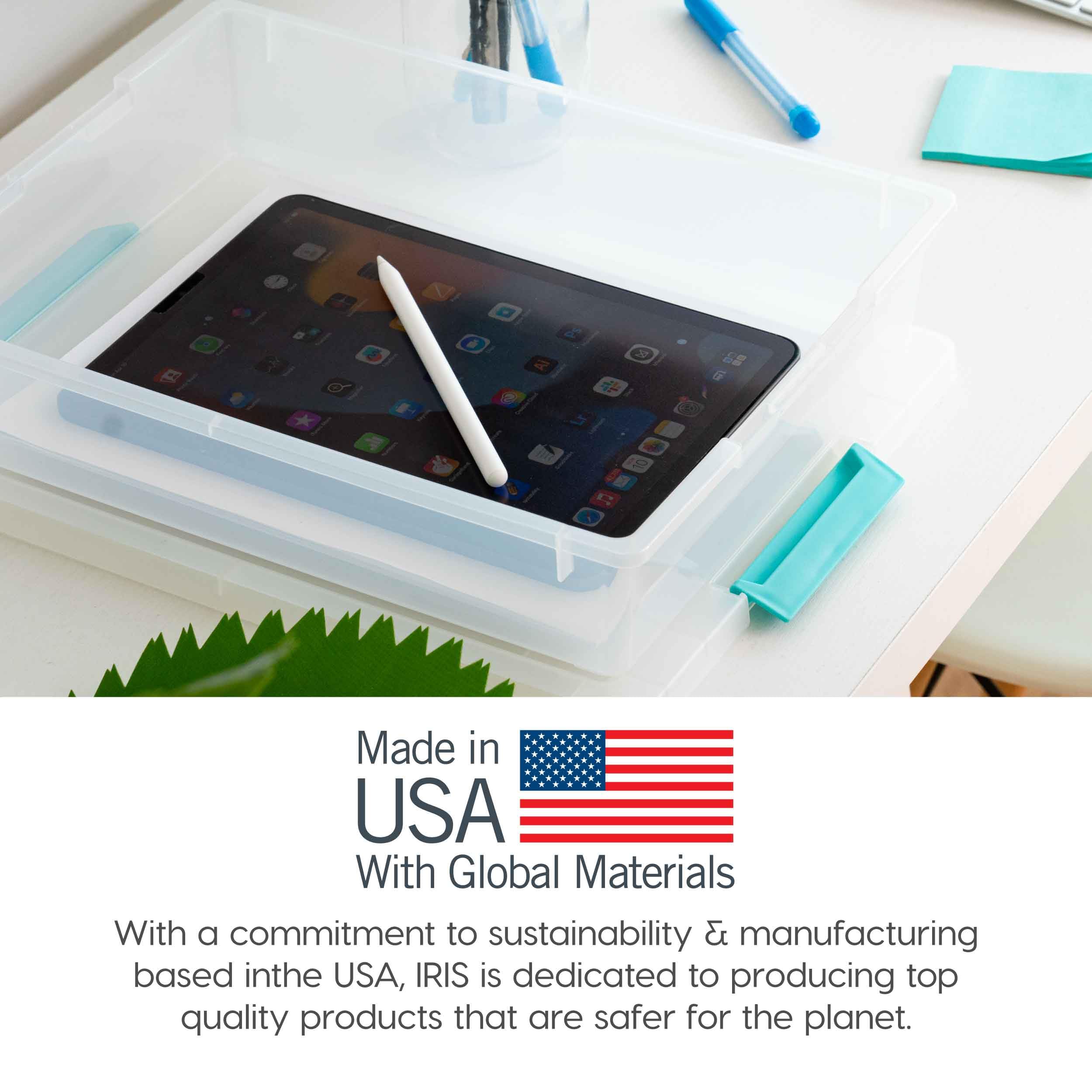 IRIS USA 6 Qt. Plastic Storage Bins Containers with Lids, 4 Pack, Small Sensory Bin, Craft Storage, Craft Organizers & Storage, Organizing Container for Home, Office & Art Supplies, Stackable, Clear