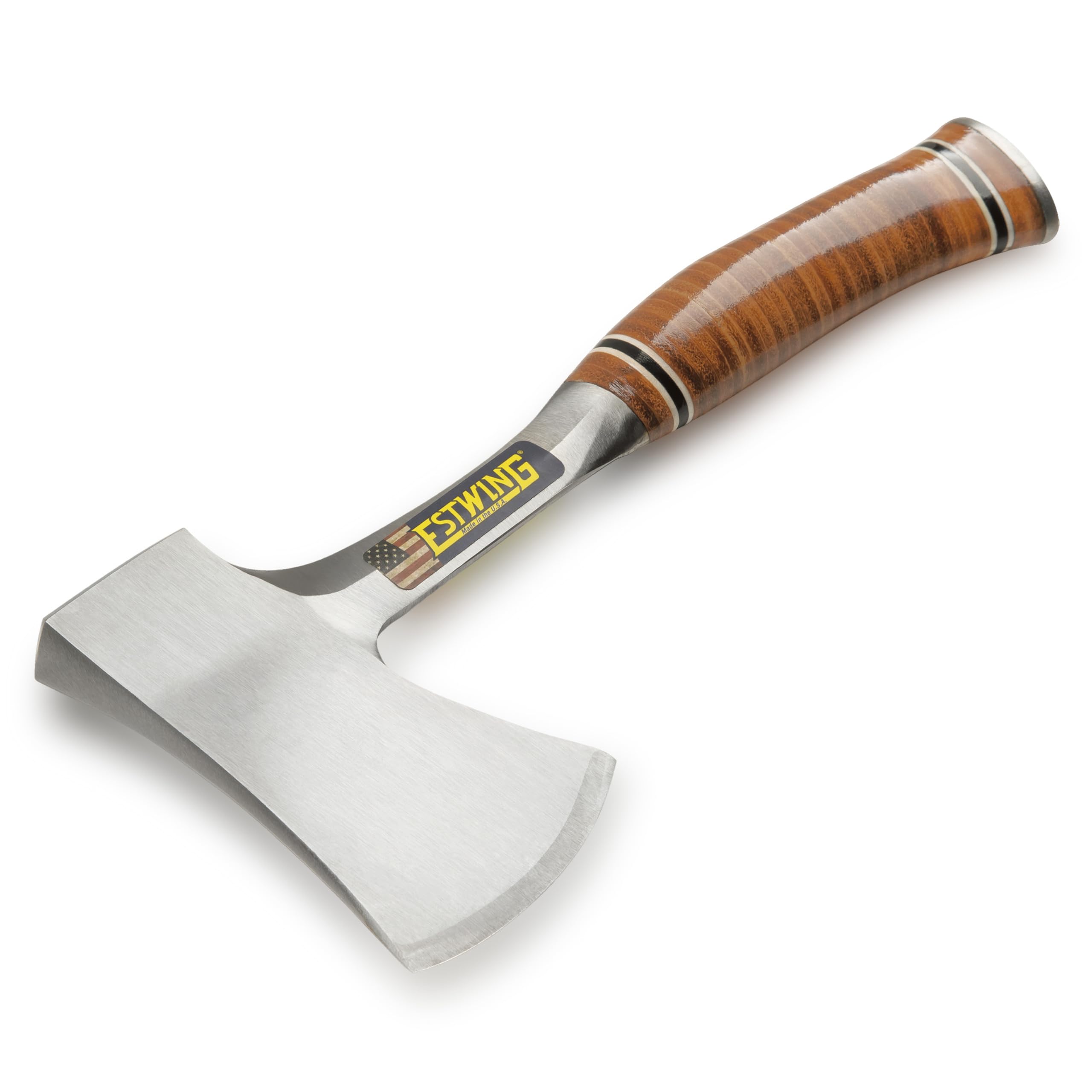 Estwing Sportsman's Axe - 14" Camping Hatchet with Forged Steel Construction & Genuine Leather Grip - E24A