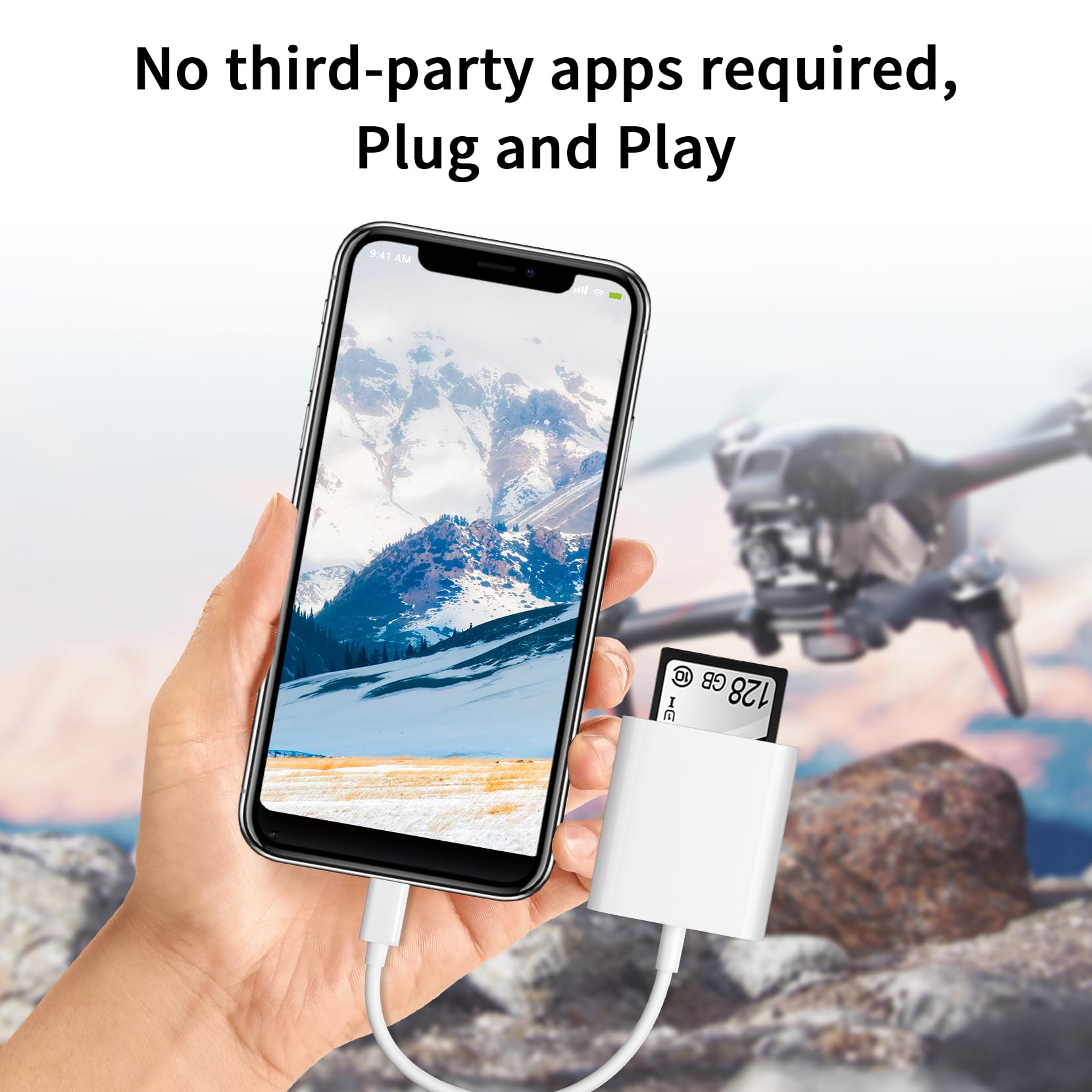 SD Card Reader for iPhone iPad Camera,Dual Card Slot Memory Card Reader Supports SD and TF Card Trail Camera Viewer Sd Card Adapter Portable Micro Sd Card Reader No Application Required Plug and Play