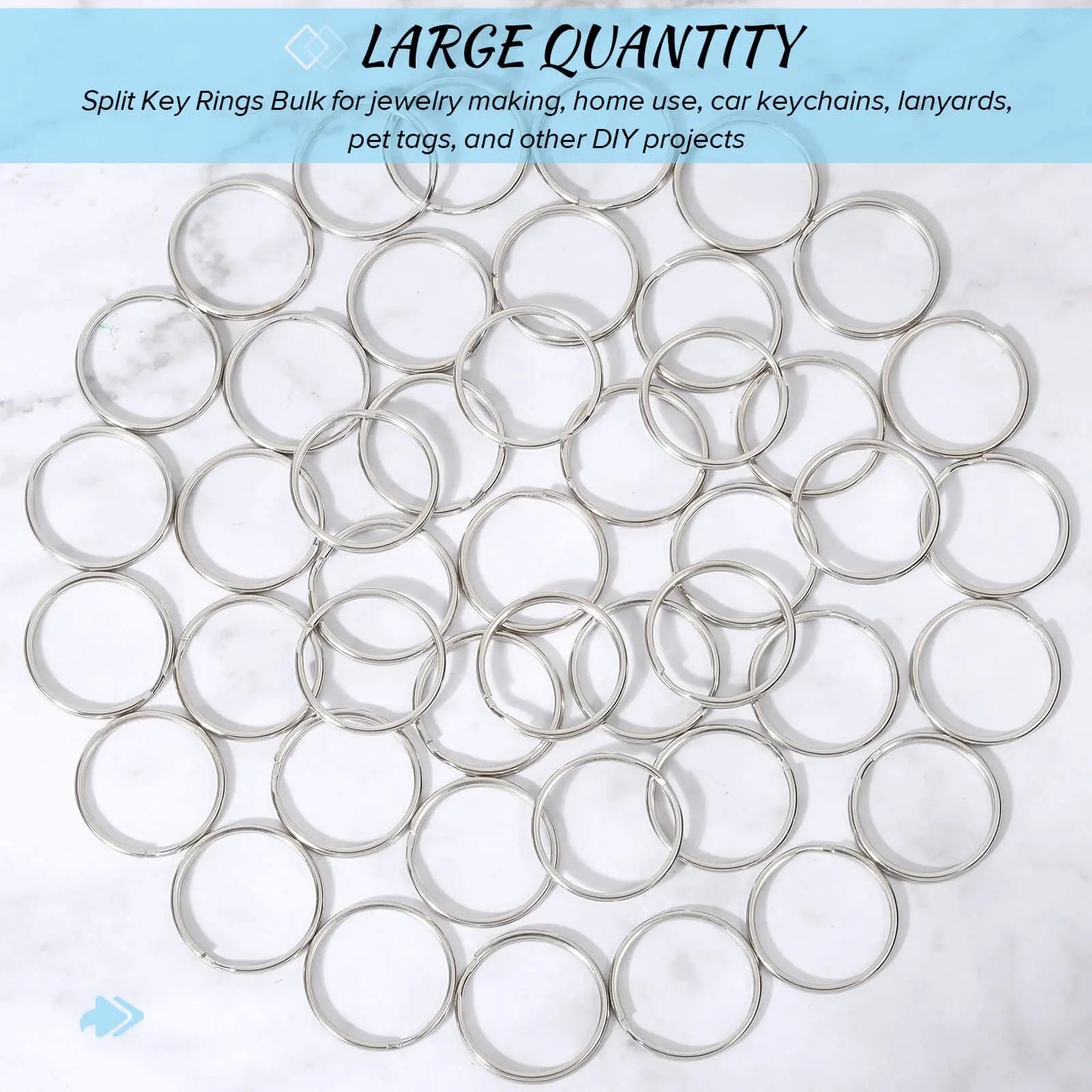 Paxcoo 100 Pack Keyrings, Split Key Rings Bulk for Keychain and Crafts (1 Inch)