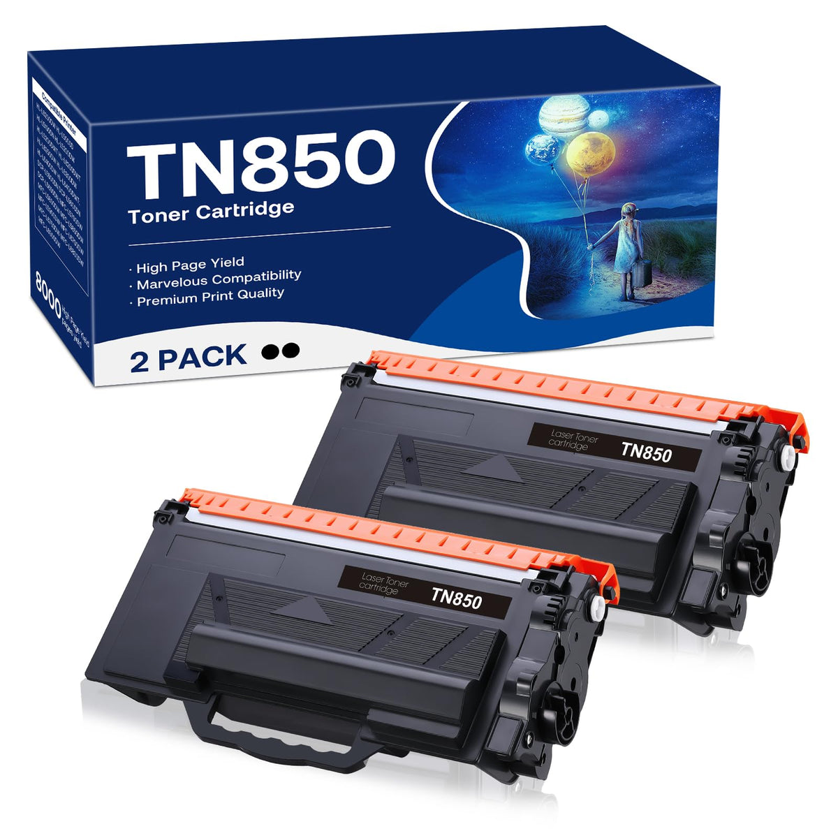 TN850 Kompatibel mit Brother TN-880 TN-850 TN-820 TN820 Tonerkartuschen Hohe Reichweite Funktioniert mit HL-L6200DWT L6200DW L5200DW L5100DN MFC-L5800DW L5700DW L6700DW L6800DW 2 Schwarz