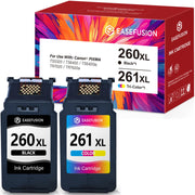 EaseFusion 260XL 261XL Replacement for Canon 260 and 261 Ink Cartridges PG-260 CL-261 Compatible with Canon Pixma TS6420a TS6420 TS6400 TR7020a TS5320 TR7000 TS5300 TR7020 Printer Ink Cartridges