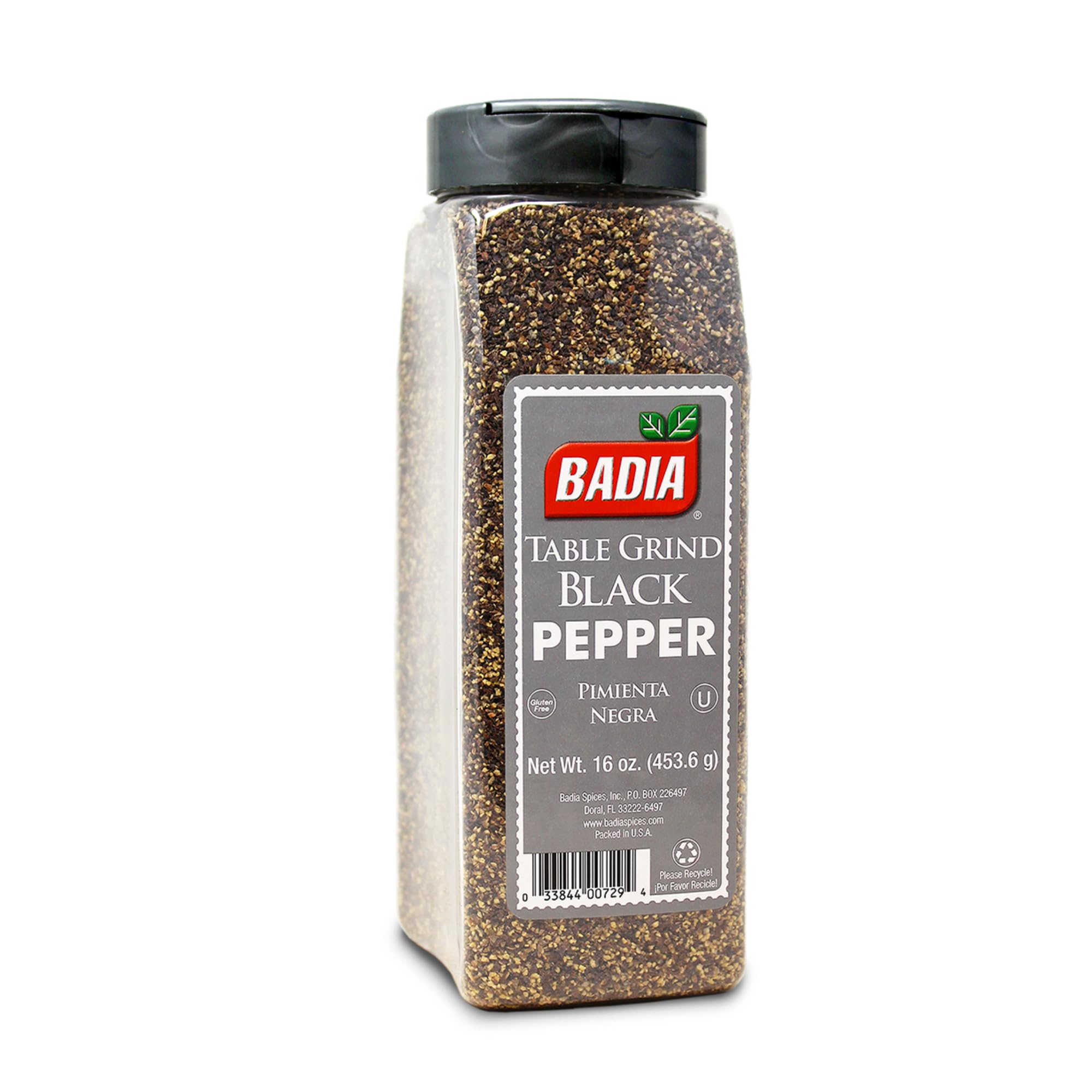 Badia Schwarzer Pfeffer Table Grind, 453 g – Premium-Gewürz zum Kochen & frisch gemahlener Geschmack