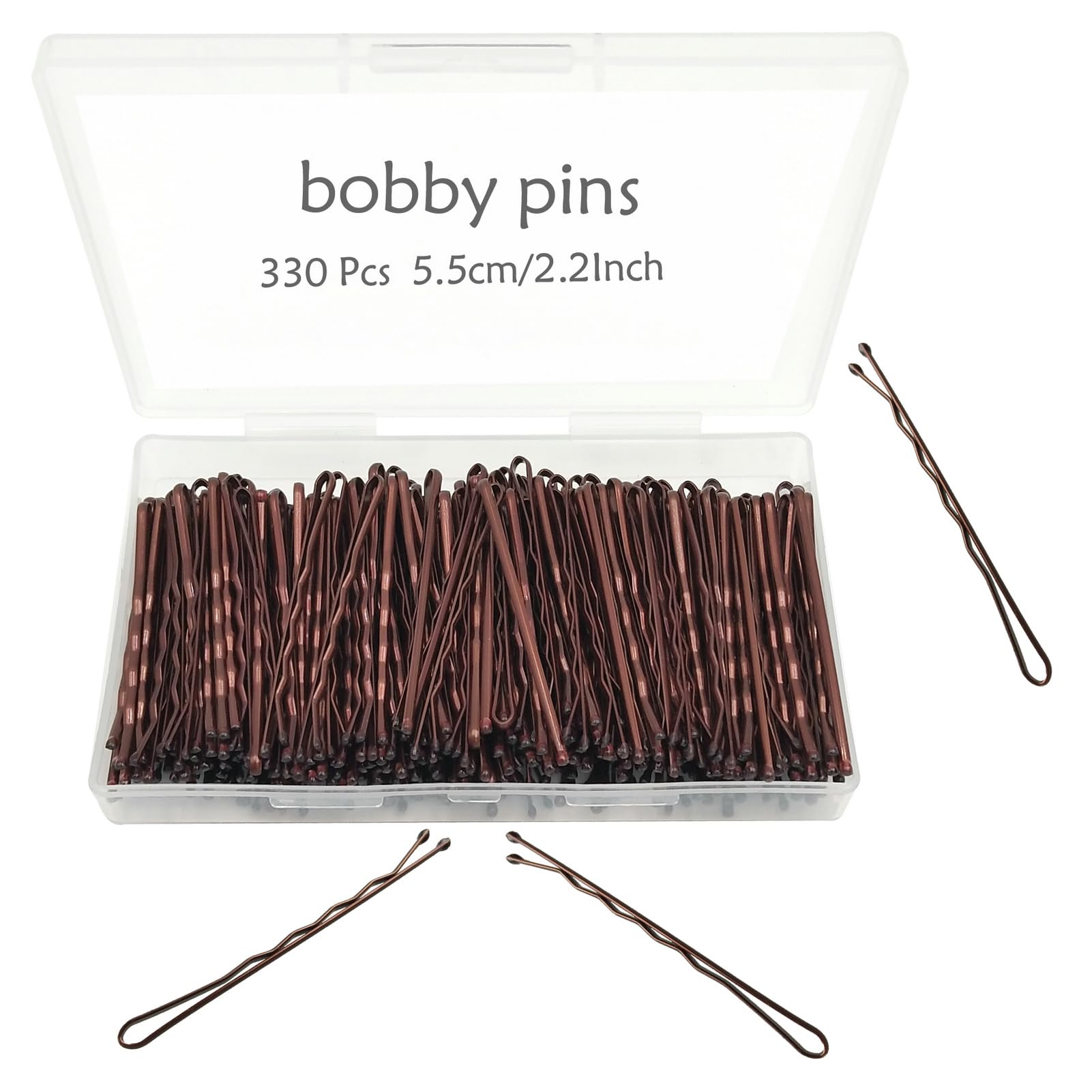 Haarnadeln Braun, 330 Stück 5,5 cm Haarklammern mit süßer Box, Premium-Haarnadeln für Kinder, Mädchen und Frauen, ideal für alle Haartypen