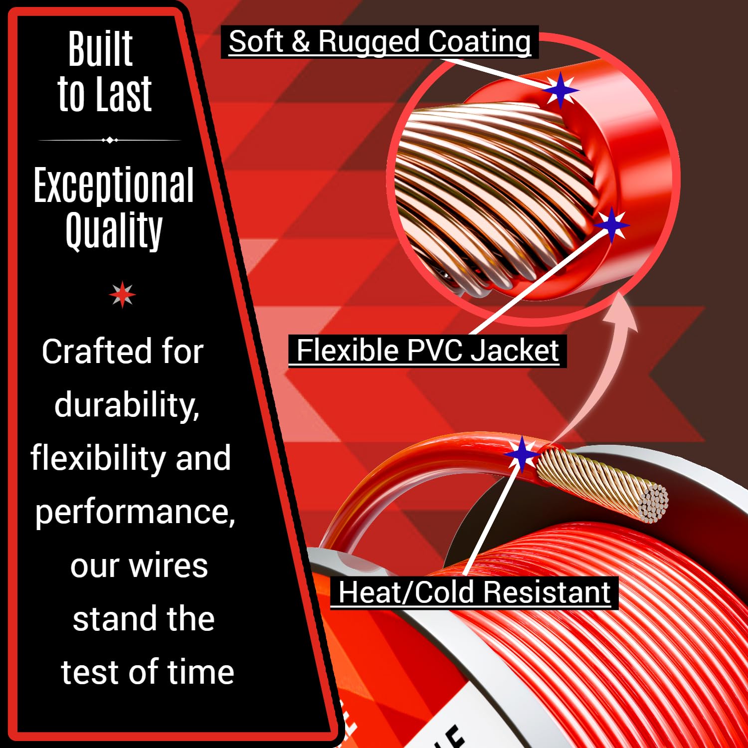 16 Gauge Wire Combo 6 Pack (600ft Total) 100ft Per Roll, 12V Low Voltage Automotive and Electrical Cable, Copper Clad Aluminum (CCA)