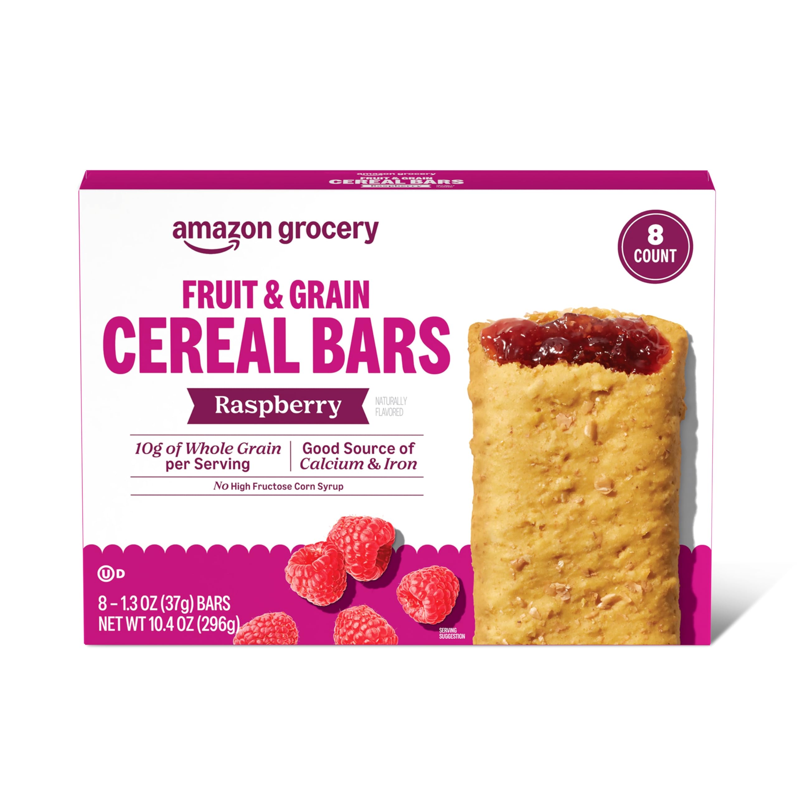 Grocery, Fruit & Grain Cereal Bars, Raspberry, 1.3 Oz, 8 Ct (Previously Happy Belly, Packaging May Vary)