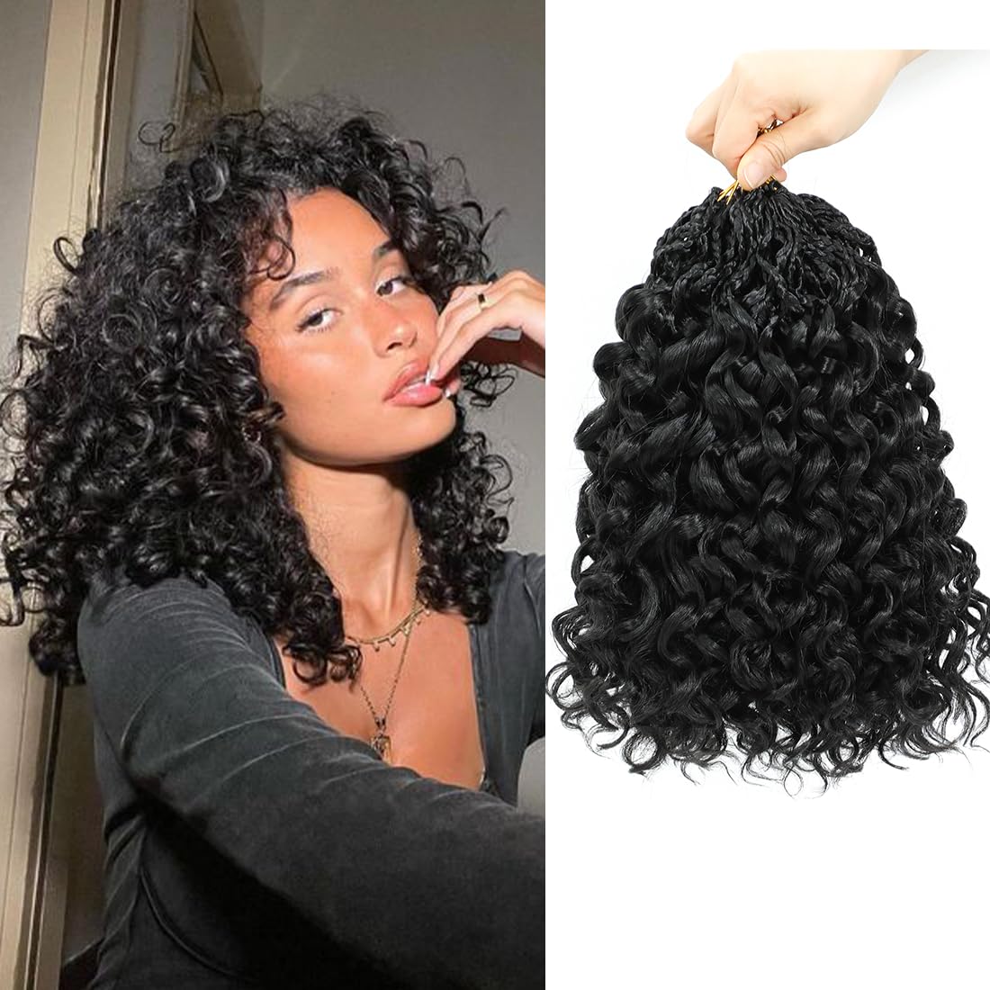 شعر كروشيه مجعد جوجو جاهز التضفير بطول 12 بوصة، 8 حزم شعر كروشيه قصير مجدول مسبقًا للنساء السود، شعر مضفر بموجة المحيط، شعر مضفر عميق بموجة مائية (12 بوصة 1B)