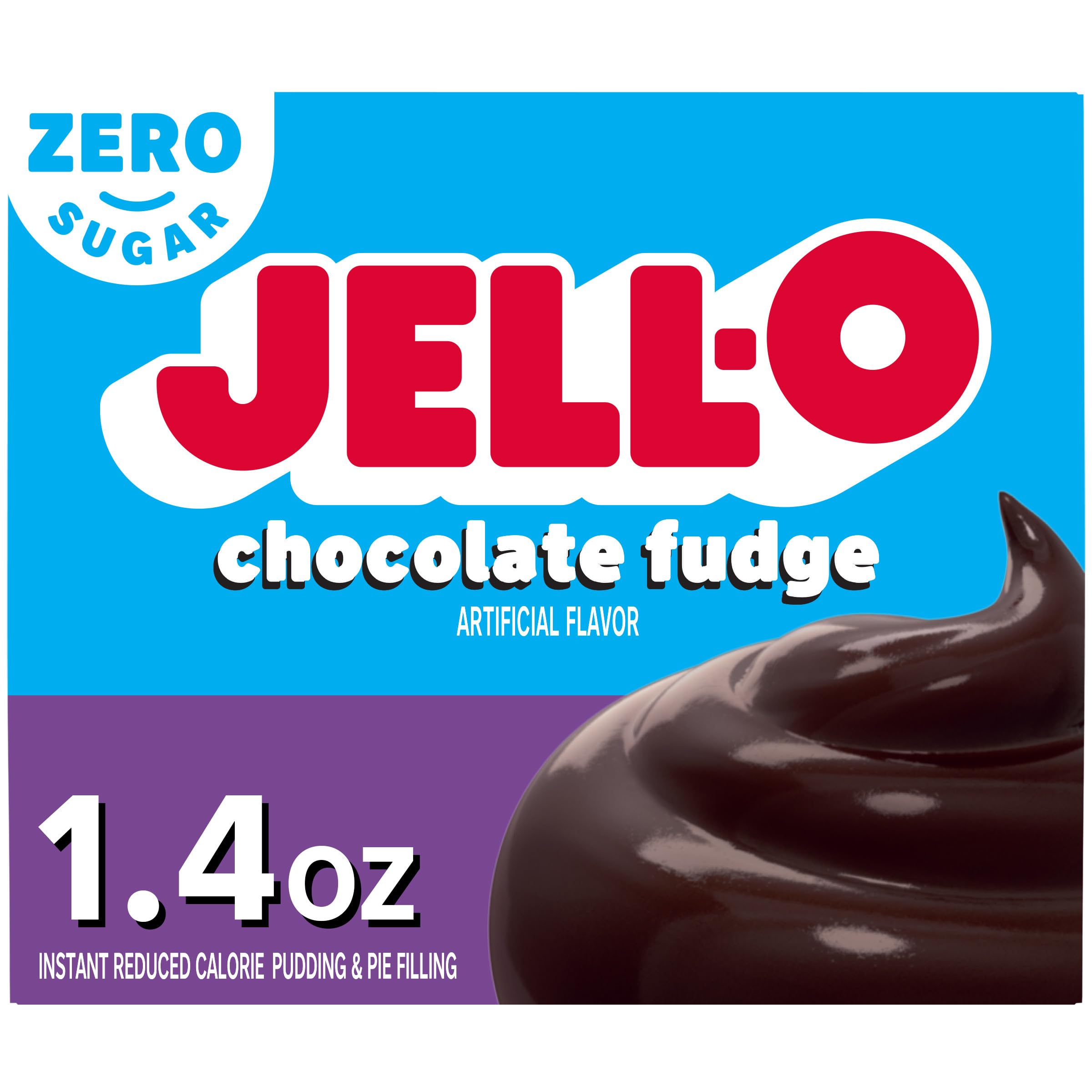 Jell-O Schoko-Fudge Instant-Pudding & Kuchenfüllung mit weniger Kalorien, zuckerfrei, 40g Packung