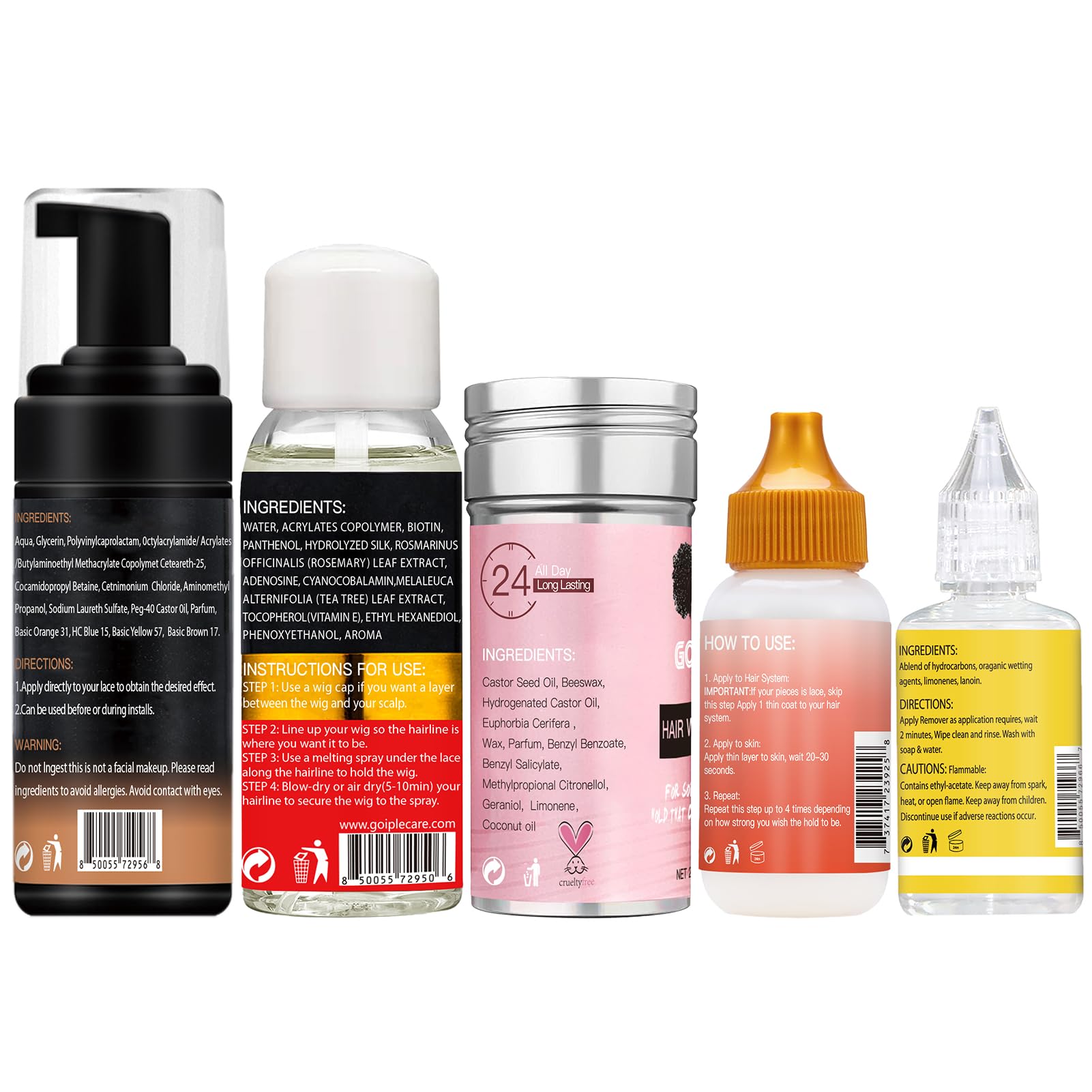 Lace Tint Lace Melting Hair Mousse for Women's Wigs and Hairpieces - Natural Finishing Tint Spray Tool Set (Medium Brown)