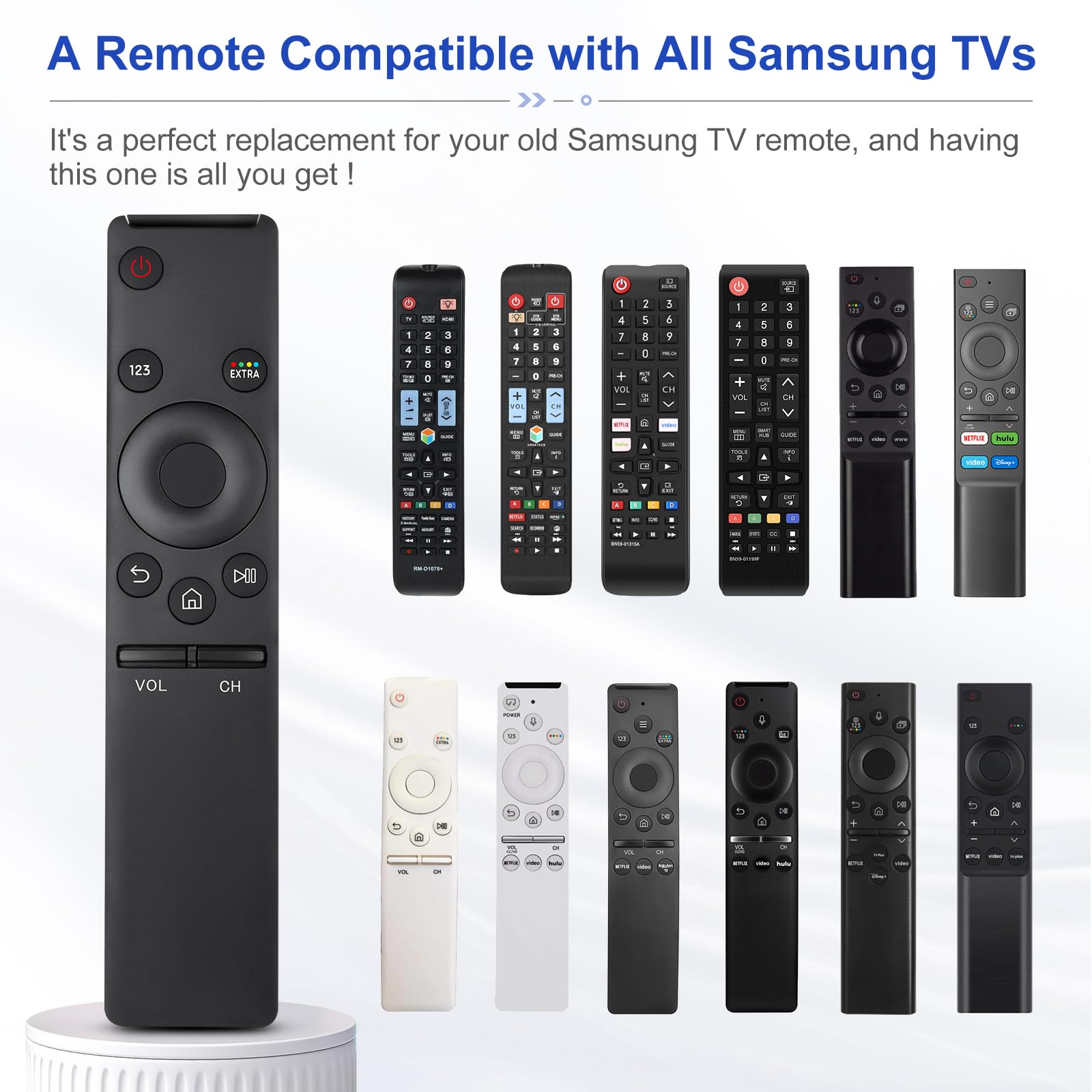 Universal for Samsung-TV-Remote-Control Replacement,Compatible with All Samsung Smart Frame Curved QLED TVs