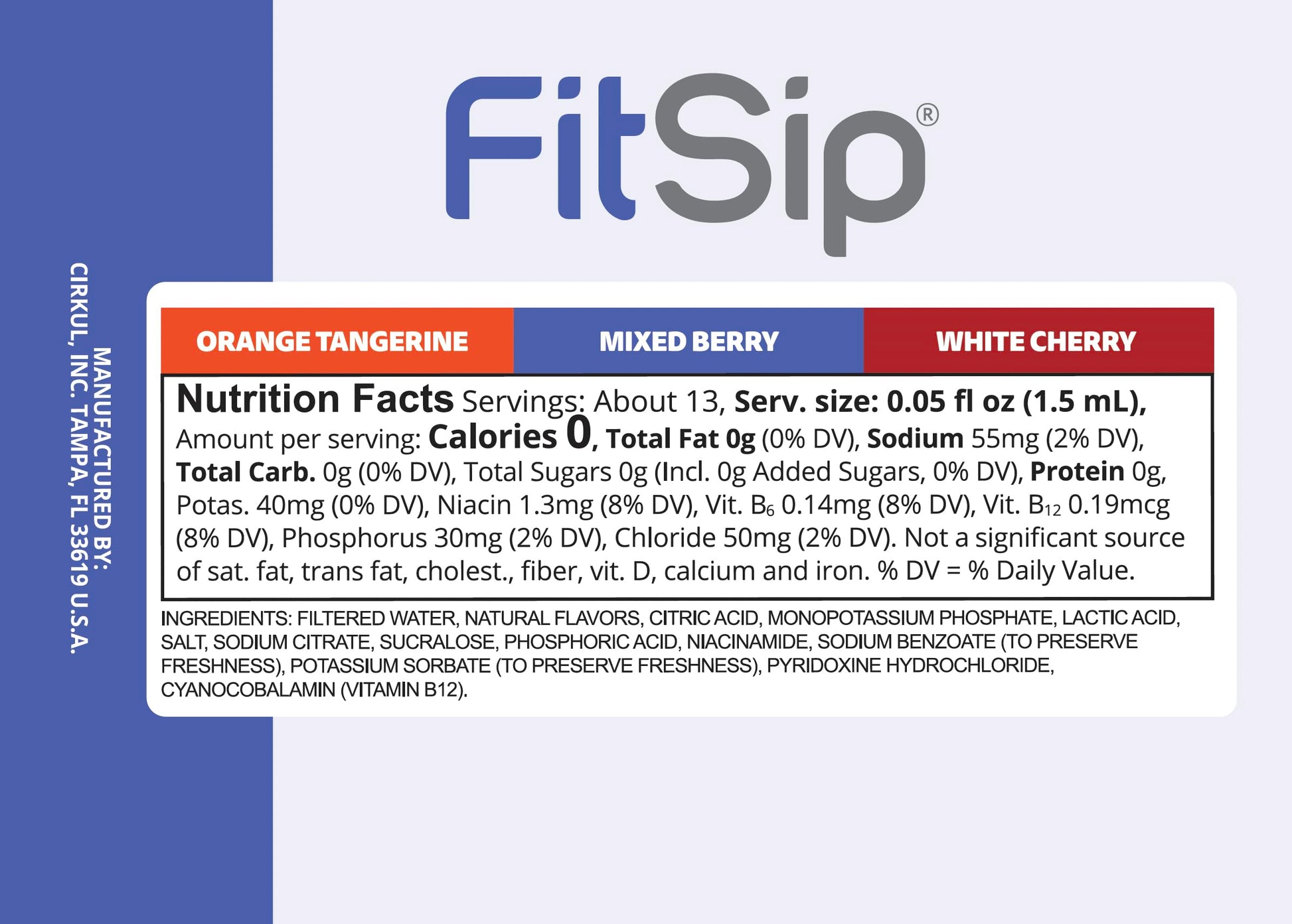 Cirkul FitSip Electrolytes Flavor Water Variety Pack, Makes 36 Drinks, No Sugar, Zero Calorie Drink Mix, (2 Mixed Berry, 2 White Cherry, 2 Orange Tangerine)