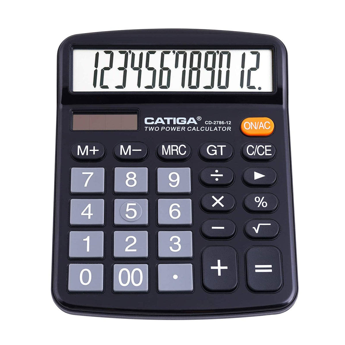 آلة حاسبة مكتبية CATIGA بـ 12 رقمًا مع شاشة LCD كبيرة وزر حساس، طاقة شمسية وبطارية مزدوجة، وظيفة قياسية للمكتب والمنزل والمدرسة، CD-2786