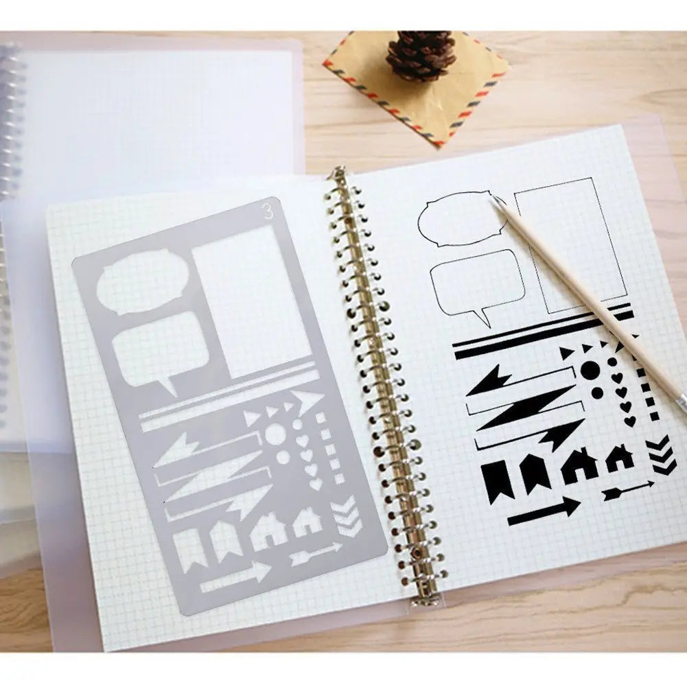 30 PCS Journal Stencils, Planner Stencils for Junk Journal Notebook Diary Scrapbook DIY Drawing Template Journal Stencil 4x7 Inch