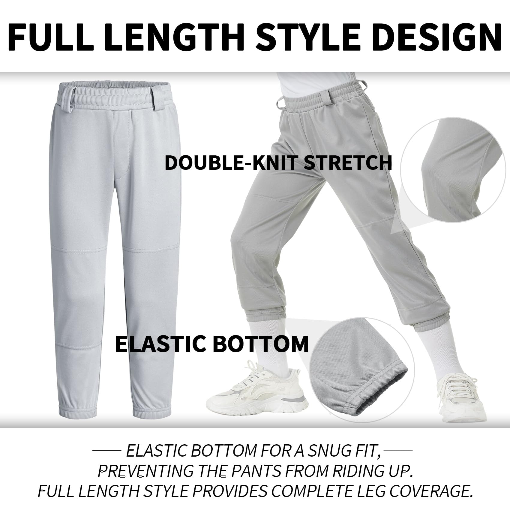 QBK 2T/3T/4T/5T Toddler Baseball Pants Youth Softball Pants Kids Tee Ball Pants for Boy Girl Grey（Grey 5T）