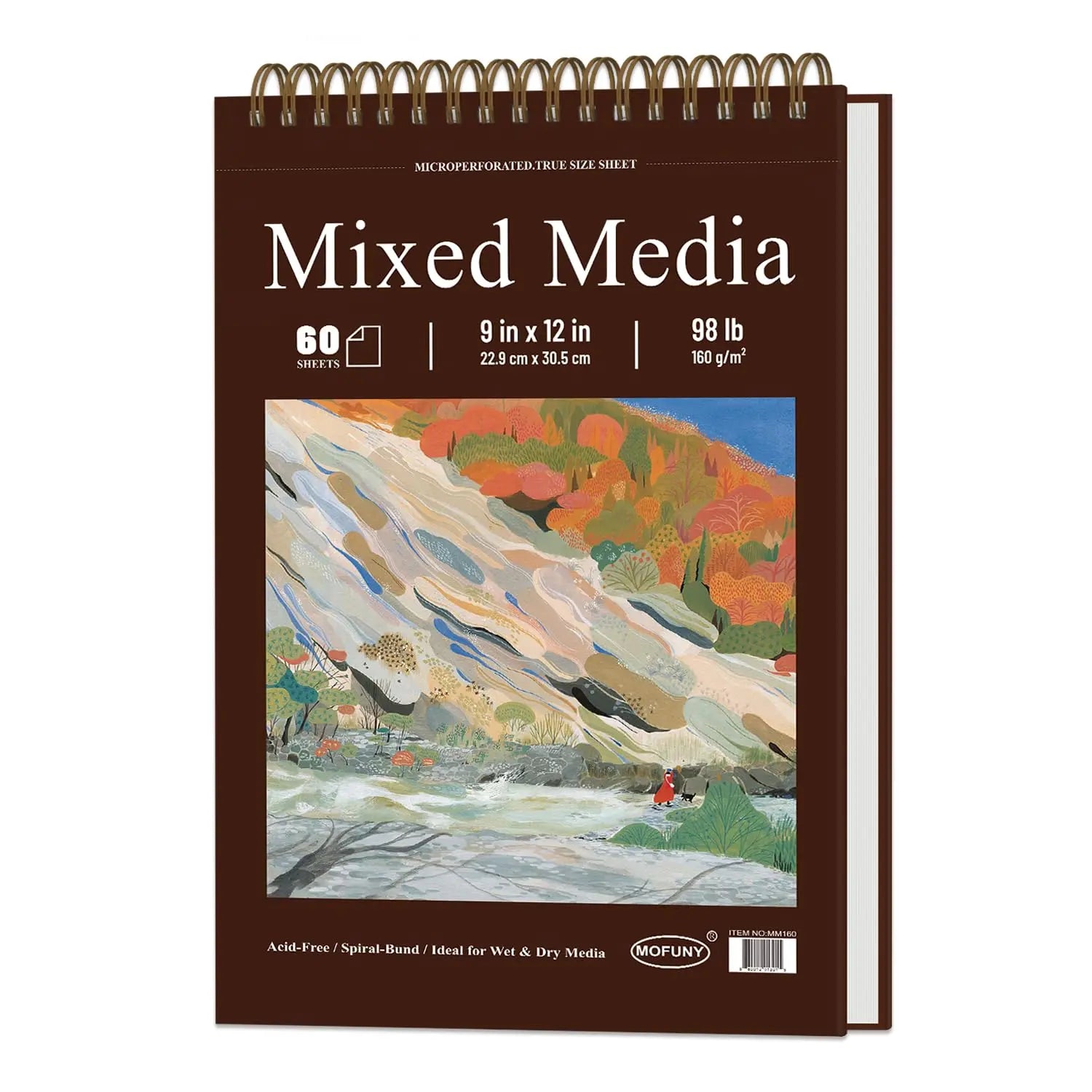 Mixed Media Sketchbook 9" x 12" - Multimedia Sketchbook Hardcover, Spiral Bound, 60 Sheets 98lb/160gsm Mixed Media Paper, Watercolor Sketchbooks for Artist Supplies, Painting, Drawing & Art Supplies.