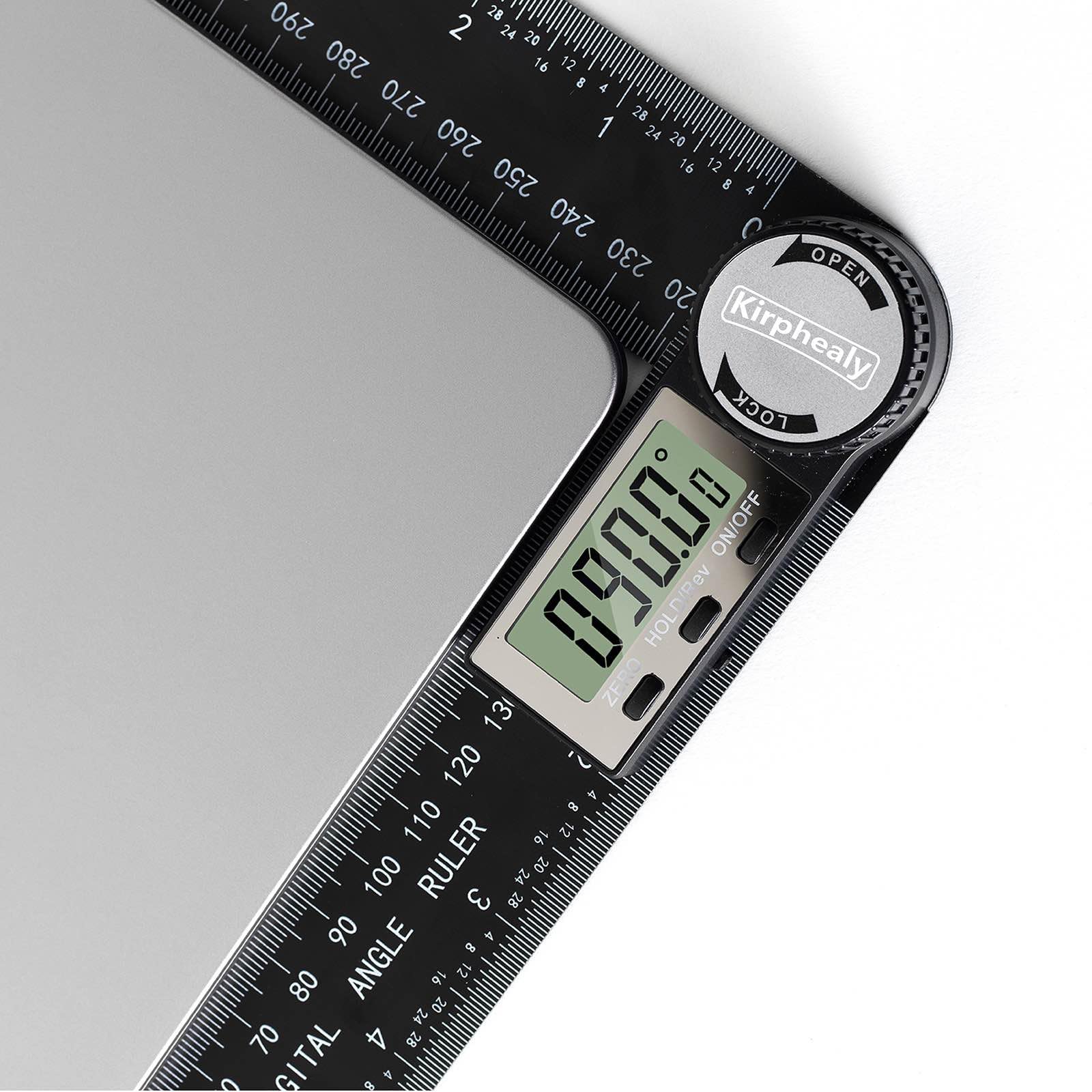 Kirphealy Digital Angle Finder Protractor, 7inch 200mm Angle Gauge Professional Measuring Tool, Third Generation Adjustable Angle Ruler, Quick Display for Carpentry Construction and Home Improvement