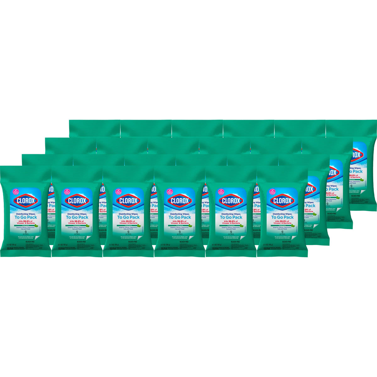 Clorox Desinfektionstücher für unterwegs, Frischer Duft, 9 Stück, 24er-Pack (Verpackung kann variieren)
