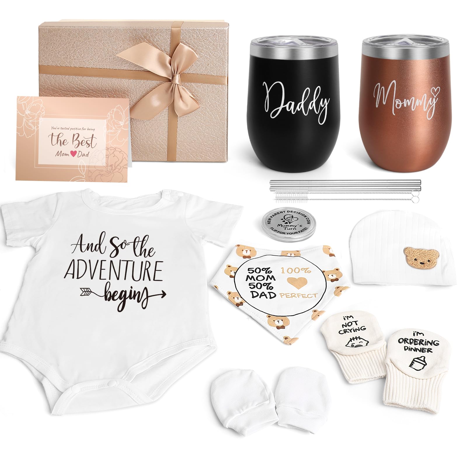 New Mom Gifts for Women, Top Pregnancy Gifts for New Parents Gender Reveal Gifts with Mom and Dad Tumbler Set for First Time Moms, Expecting Parents to Be, Gender Reveal, Baby Shower...