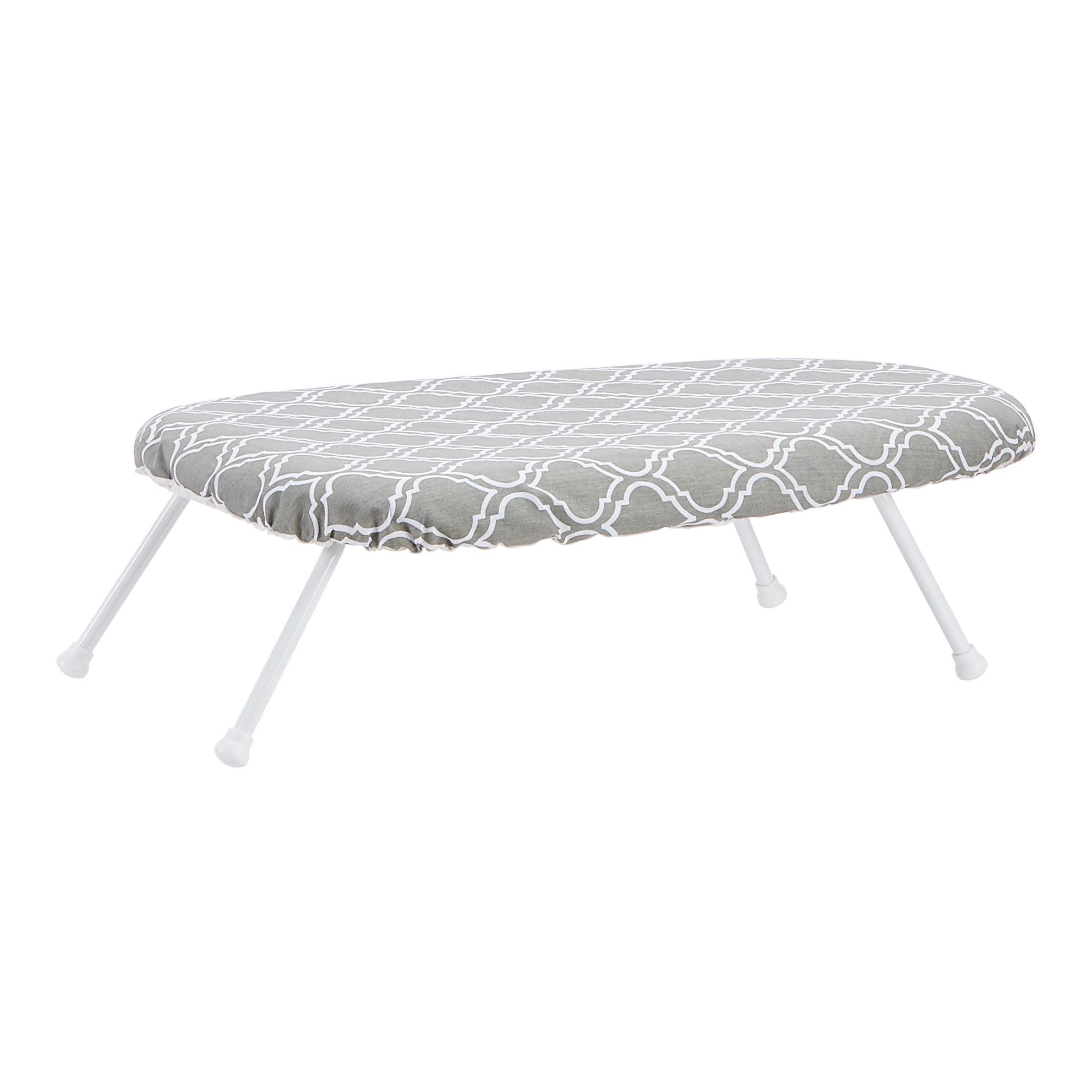 Basics Compact Tabletop Ironing Board with Folding Legs - Trellis Removable Cover, Chevron, 23.6"L x 7.1"W x 14.3"H
