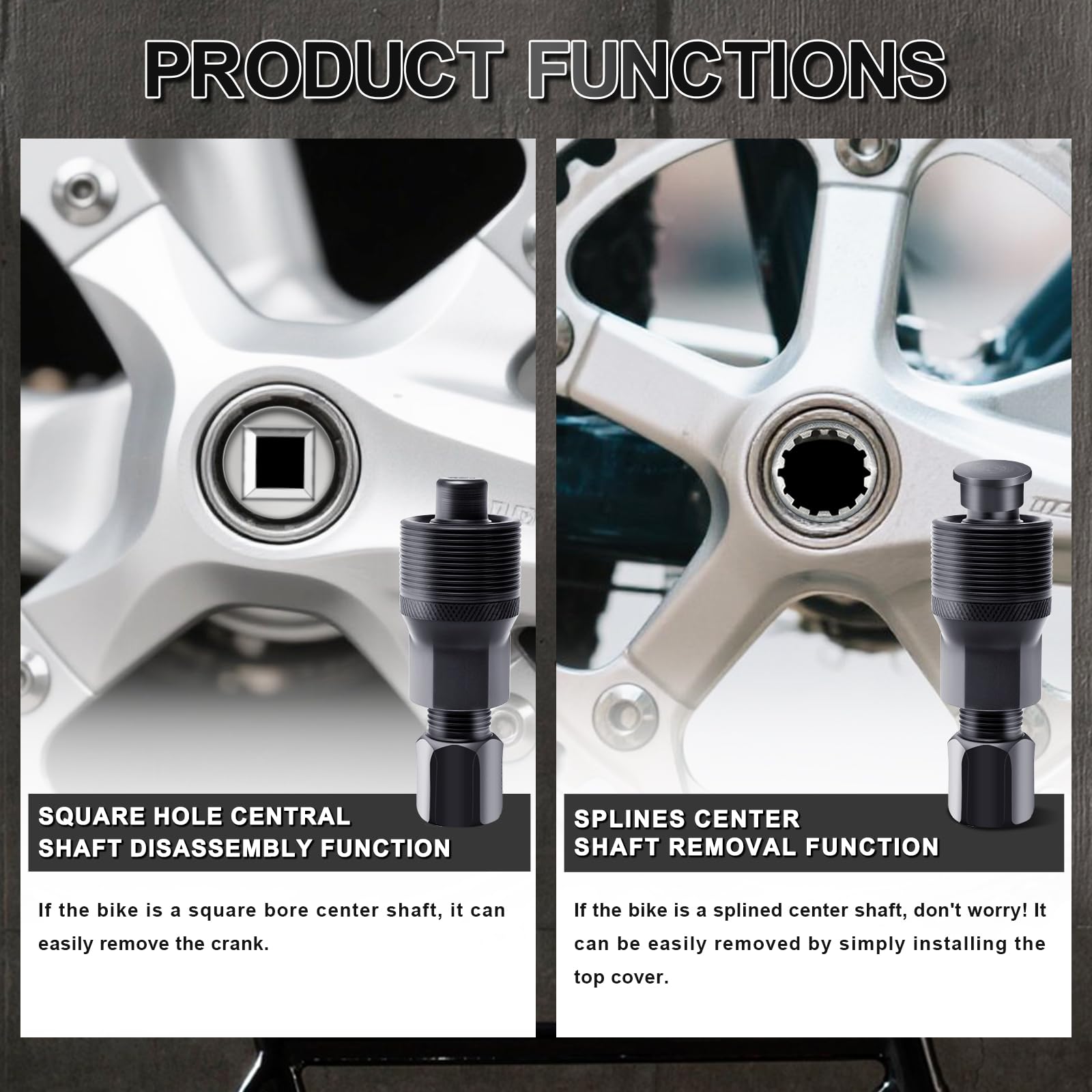 Fuaynlk Crank Puller, Quality Bicycle Crank Removal Tool, Crank Arm Removal Tool for Removing and Repairing Bicycles with Square Taper Cranks and Splined Crank Arms