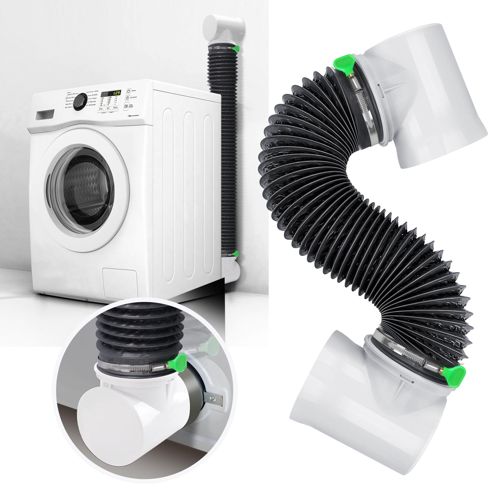 Dryer Vent Hose For Tight Space,Indoor Dryer Vent, Dryer Hose Vent Kit,90 Degree Dryer Vent Elbow,Dryer Vent Connector Kit,Dryer Vent Duct, Dryer Vent Adapter, Dryer Vent Vacuum Hose Attachment